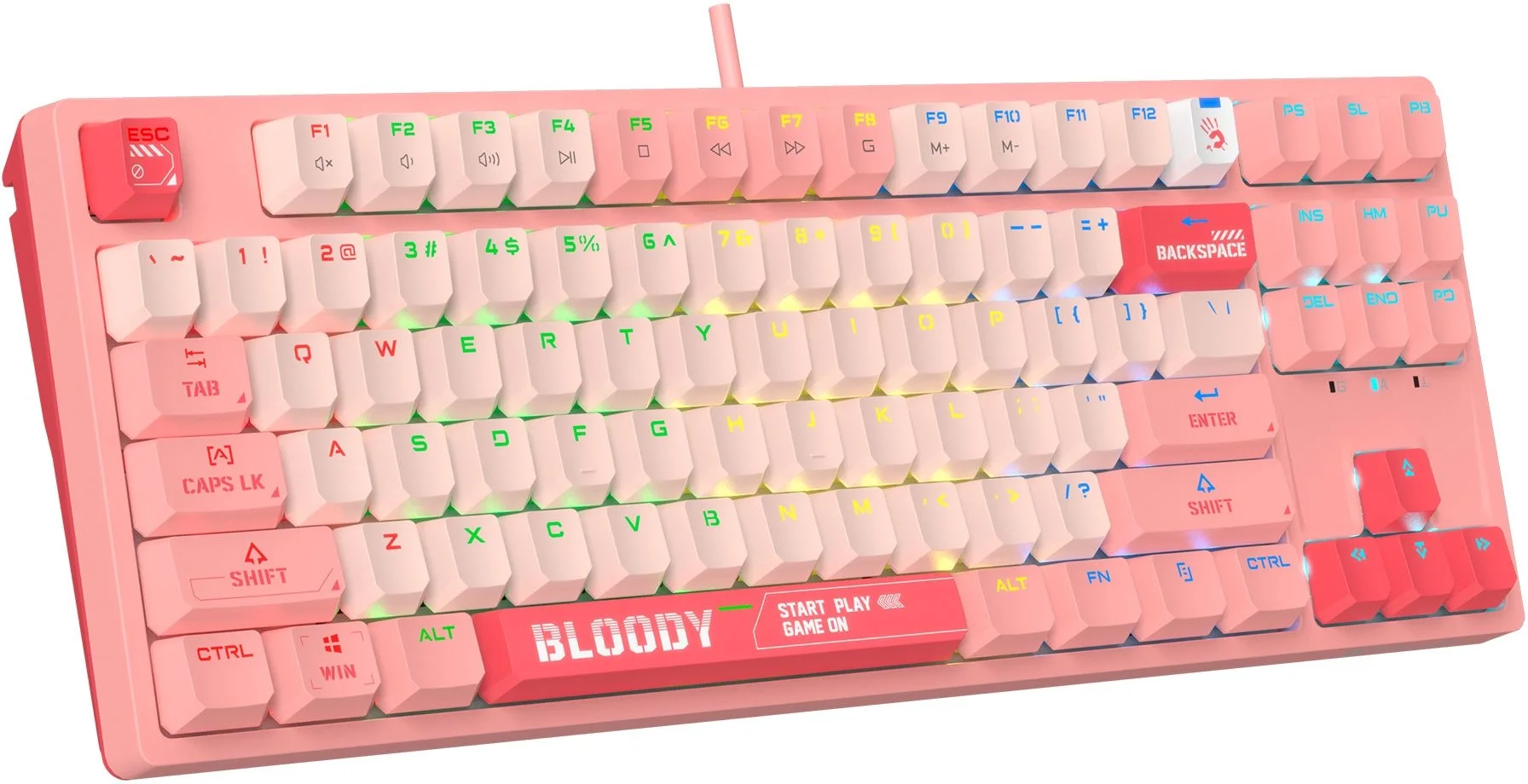 Клавиатура A4Tech S87 Energy механическая розовый USB for gamer LED (S87 USB ENERGY PINK) кабель 1.8м