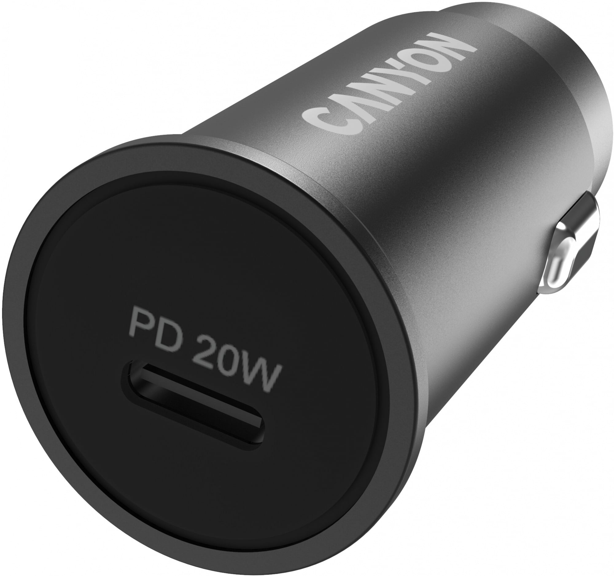 Автомобильный адаптер Canyon, PD 20W Pocket size car charger, input: DC12V-24V, output: PD20W, support iPhone12 PD fast charging, Compliant with CE RoHs, Size: 50.6x23.4x23.4, 18g, черный