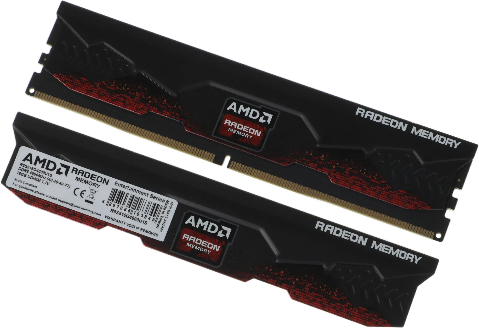Оперативная память DDR5 16GB 4800MHz AMD R5S516G4800U1S Radeon R5 RTL PC4-38400 CL40 DIMM 288-pin 1.1В с радиатором Ret [R5S516G4800U1S]