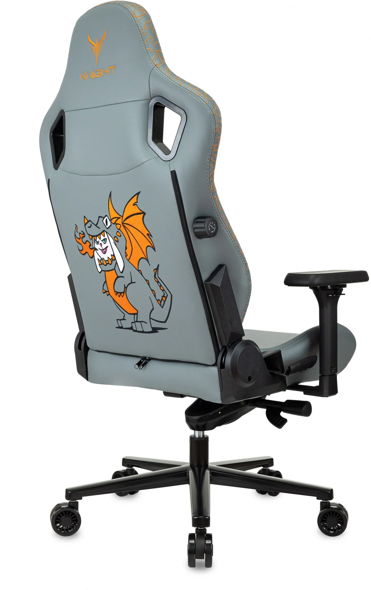 Кресло игровое Knight Craft Dragon серый экокожа крестов. металл