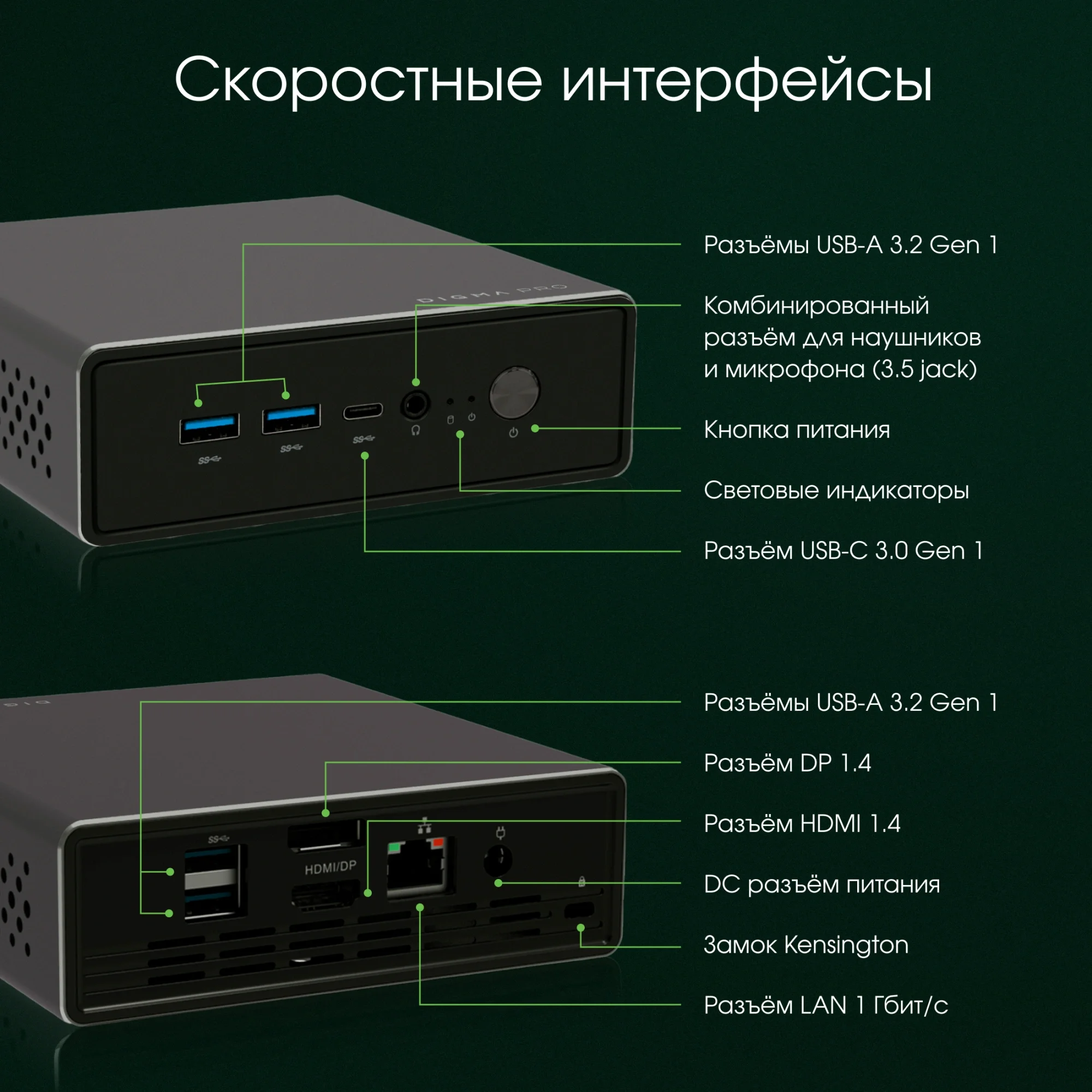 Неттоп Digma Pro Minimax U1 i3 1215U (1.2) 8Gb SSD256Gb UHDG Windows 11 Pro GbitEth WiFi BT 60W темно-серый/черный (DPP3-8CXW01)