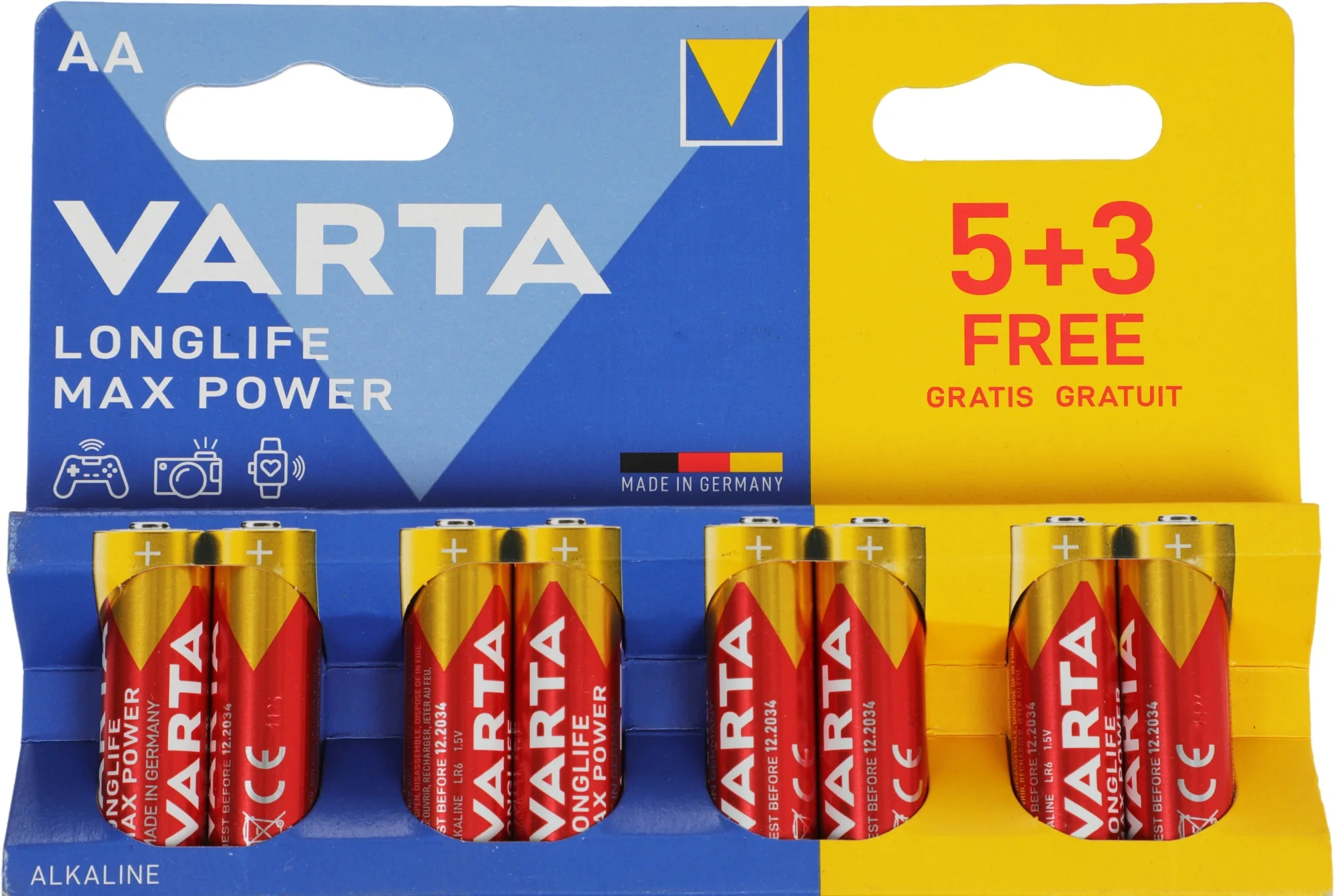 Батарейки VARTA 04706101428, AA, 1.5V, 8шт