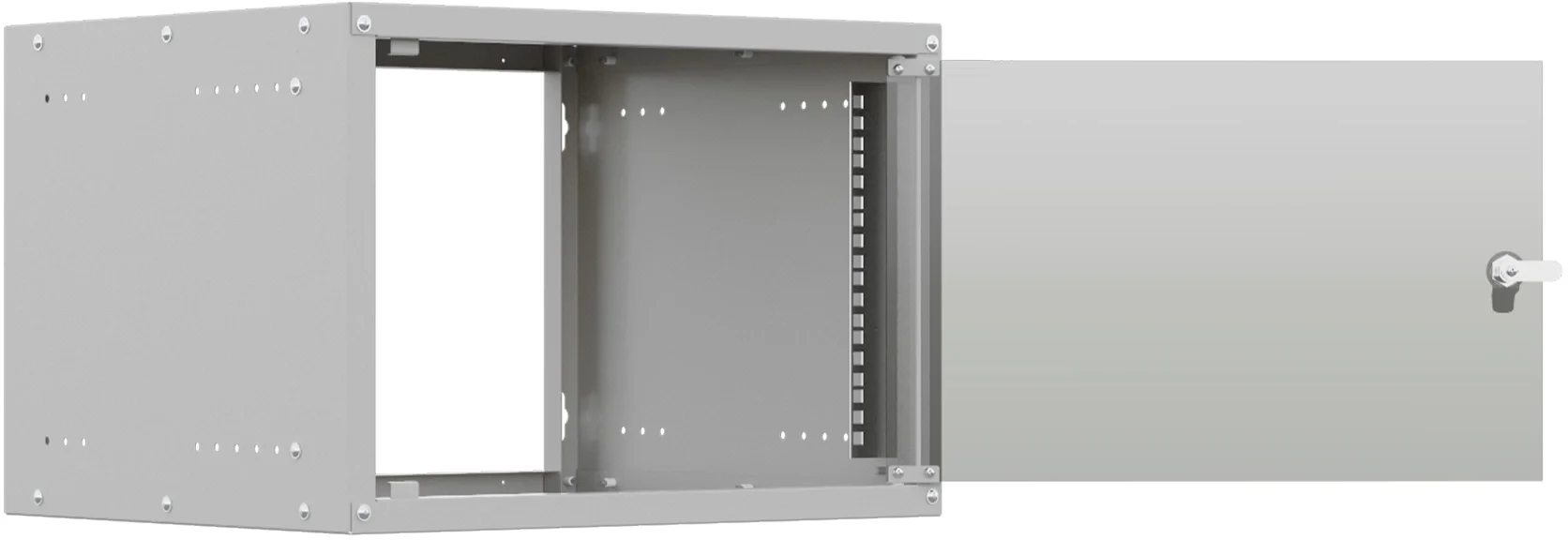 NTSS Шкаф настенный телекоммуникационный NTSS LIME 6U 550х350х370мм, 2 профиля 19, дверь стеклянная, боковые стенки несъемные, разобранный, серый RAL 7035 NTSS-WL6U5535GS