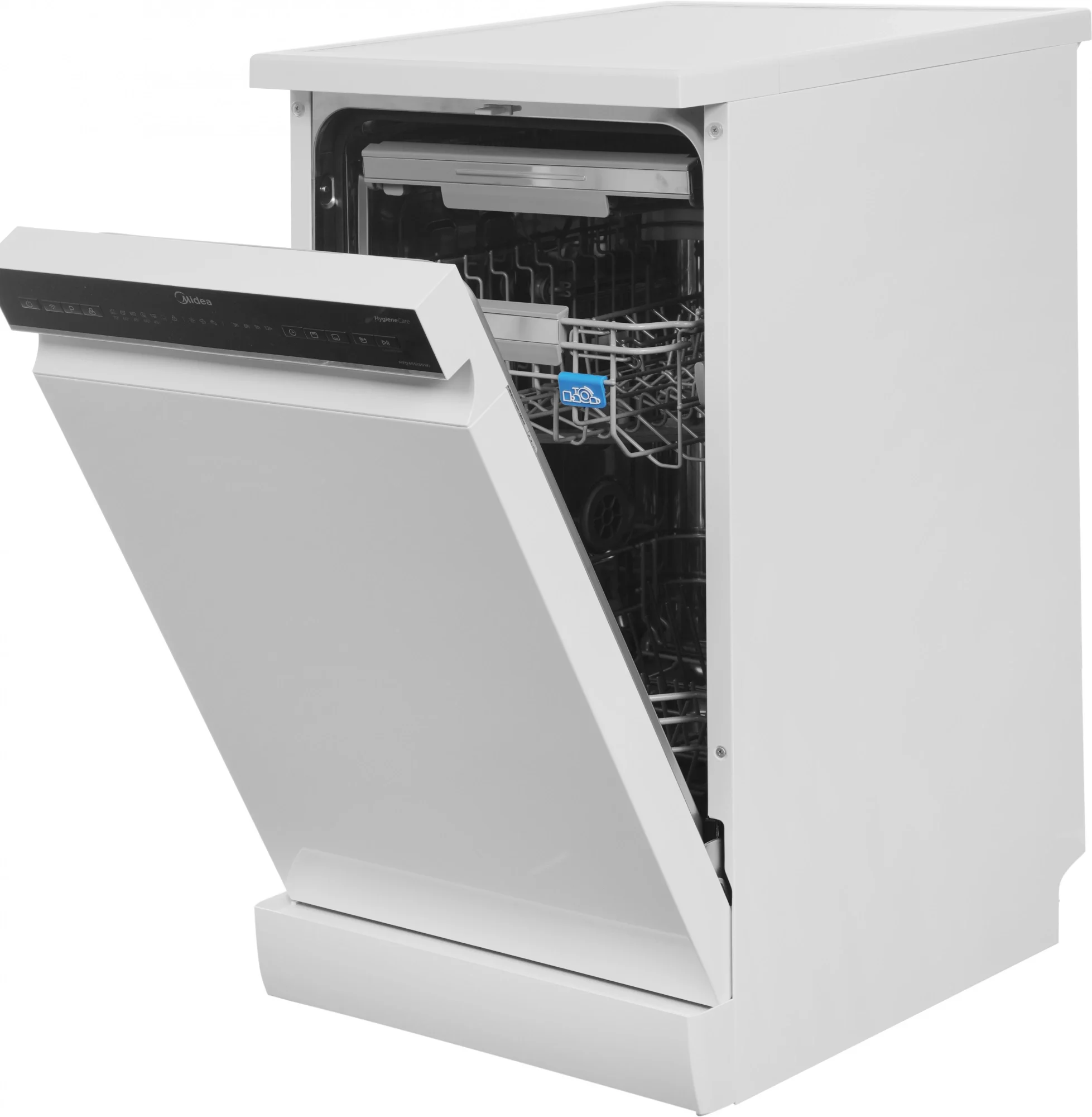 Посудомоечная машина Midea MFD45S150Wi, узкая, напольная, 44.8см, загрузка 10 комплектов, белая