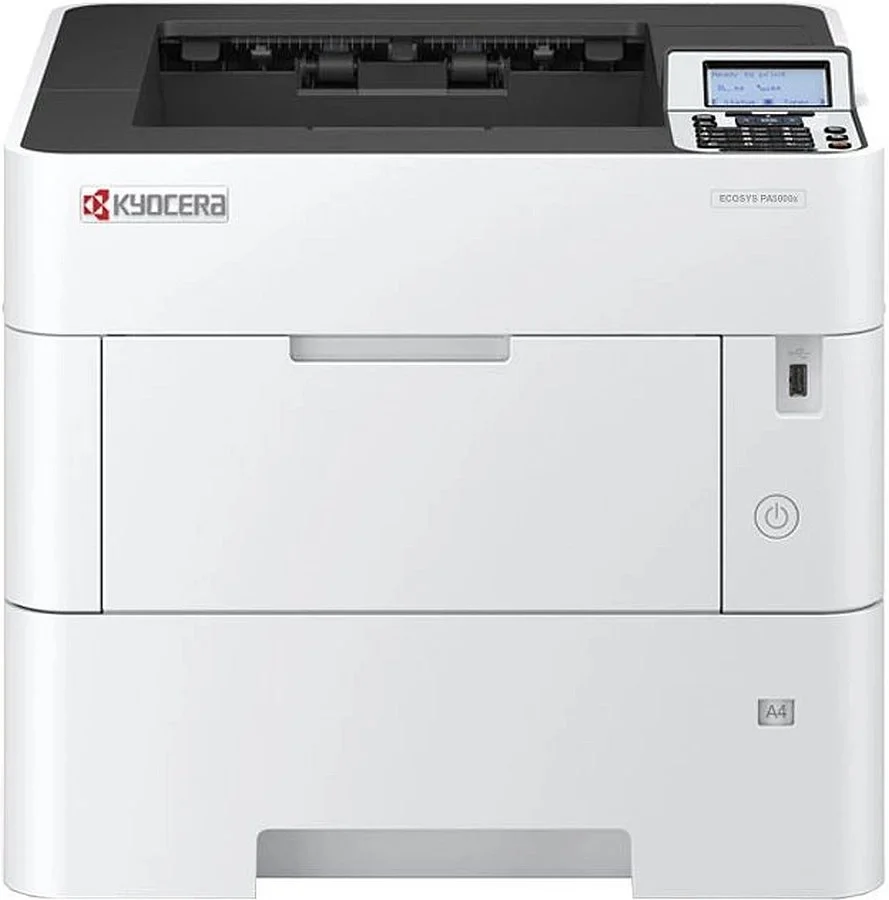 110C0X3NL0 - Принтер лазерный Kyocera ECOSYS PA5000x (A4), монохромный, 1200x1200 dpi, 50 ppm, 512 MB, 1.4 GHz, tray 100+500 sheets, USB+Ethernet, Duplex, LCD, drum 500k, starter toner 8k)