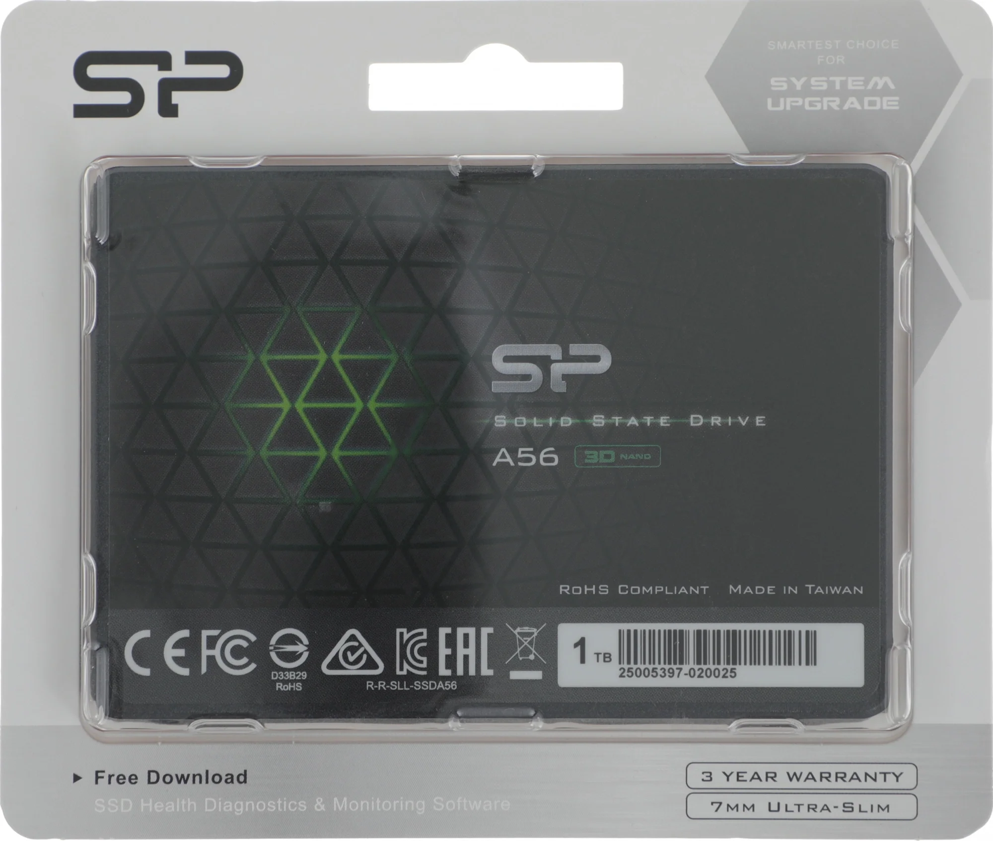 Диск SSD SILICON POWER - Ace A56, для ноутбука, 2.5", 1 ТБ, SATA, 6 Гб/с, speed write-530МБ/с read-560МБ/с, SP001TBSS3A56A25
