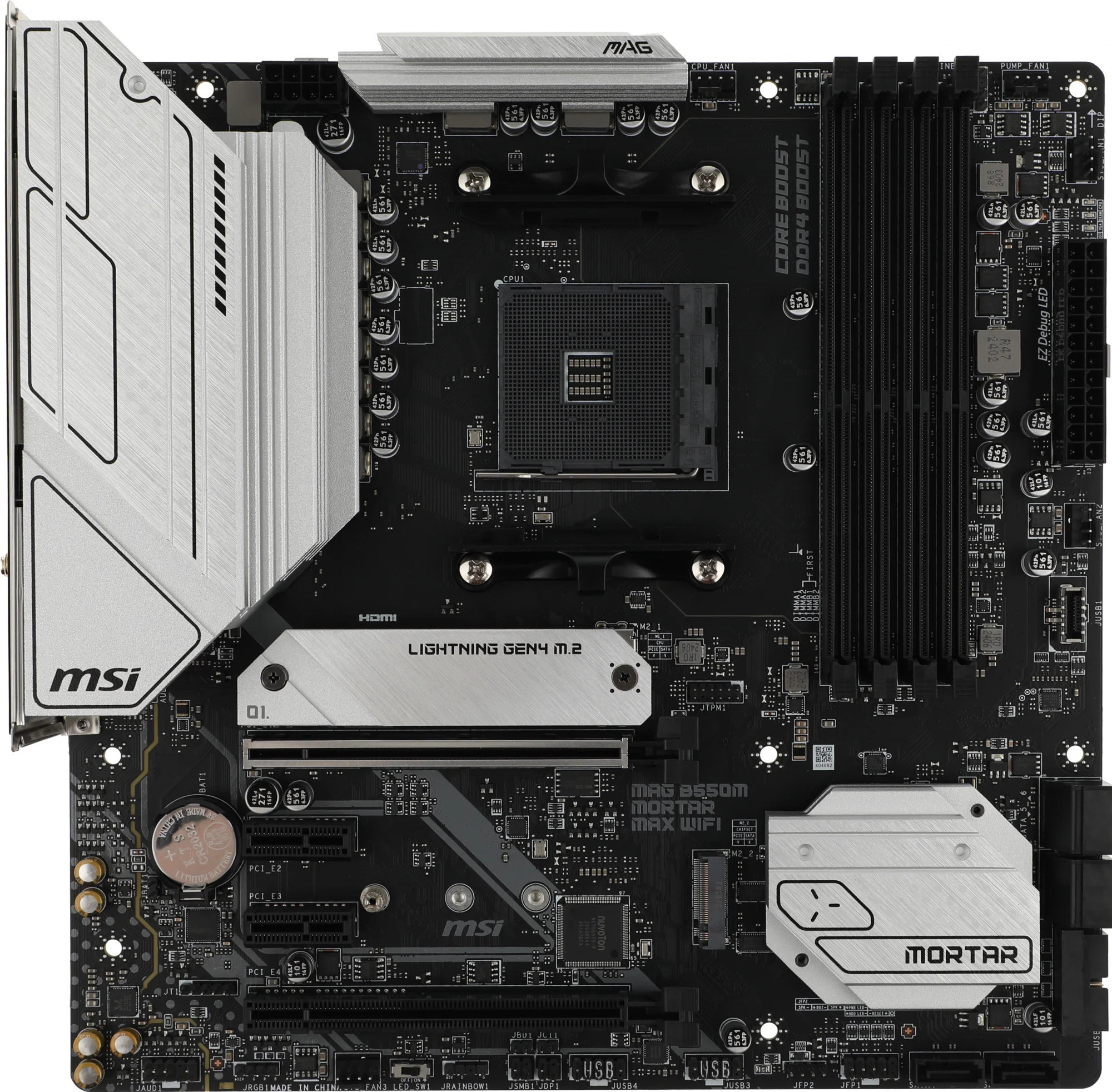 Материнская плата MSI MAG B550M MORTAR MAX WIFI, AM4, 4xDDR4, AMD B550, 6xSATA, 2xM.2, 1xPCI-E 4.0 x16, 1xPCI-E 3.0 x4, 1xDP, 1xHDMI, 1x 2.5Gb LAN, 1xUSB-C 3.2 Gen 2, 1xUSB-A 3.2 Gen 2, 2xUSB-A 3.2 Gen 1, 2xUSB-A 2.0, Micro-ATX