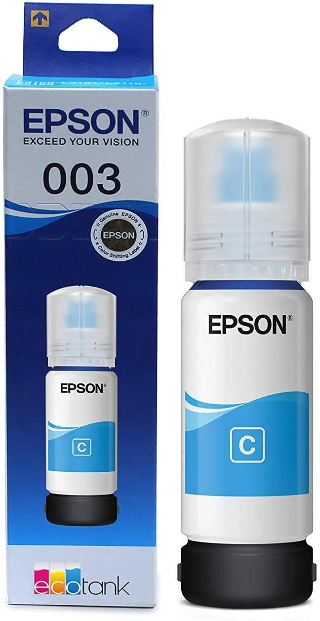 Чернила Epson 003, 65мл, голубой, оригинальные для Epson L3100/3101/3110/3150/3151/3156/3160/3260/3266/5190/5290 (C13T00V298)