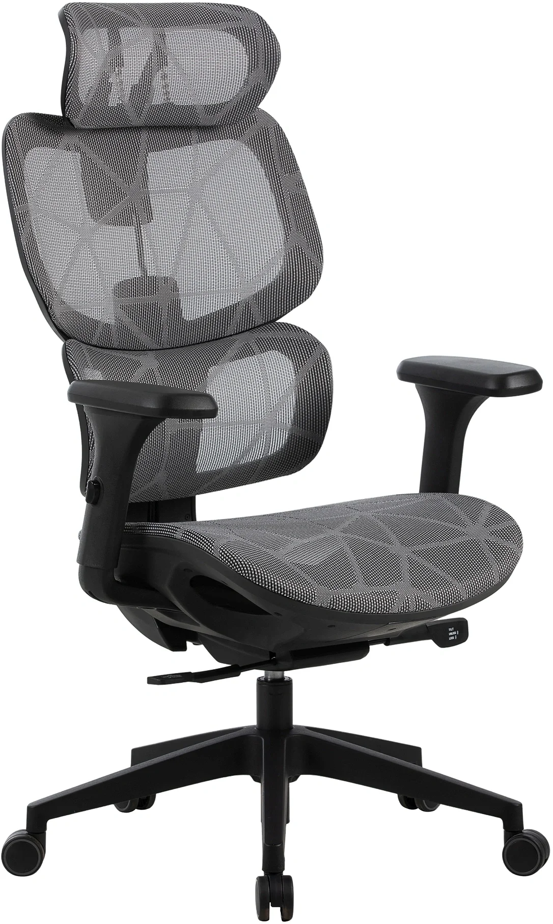 Кресло Cactus CS-MC555-GY черный/серый сетка с подголов. крестов.  пластик пластик черный