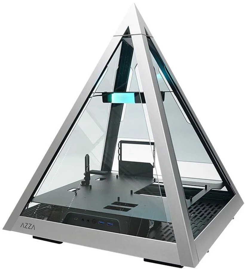 Компьютерный корпус Azza Pyramid L черный/серебристый без БП ATX 6x120мм 2xUSB3.0 audio bott PSU
