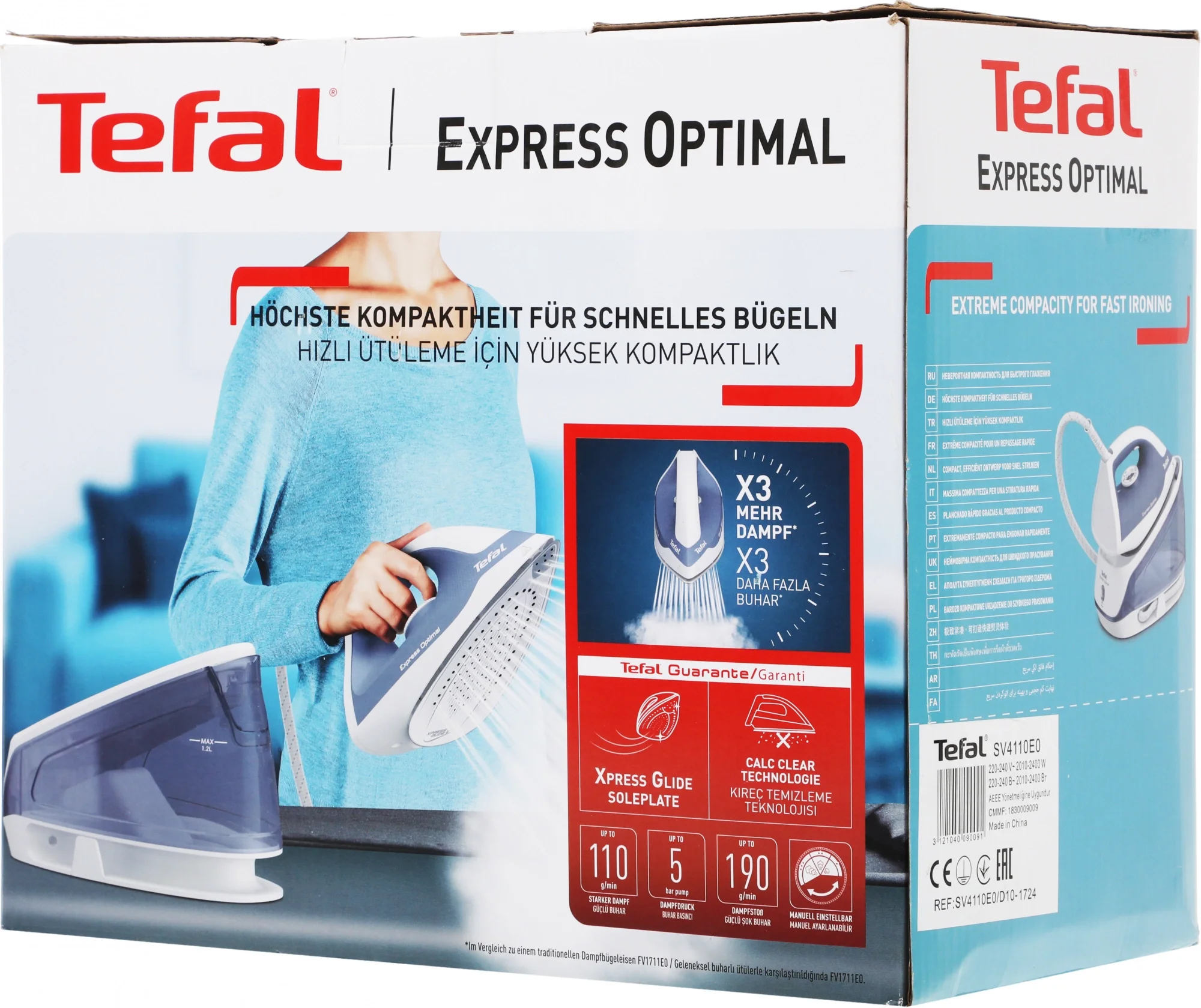 Парогенератор Tefal Express Optimal SV4110E0 2200Вт синий/белый