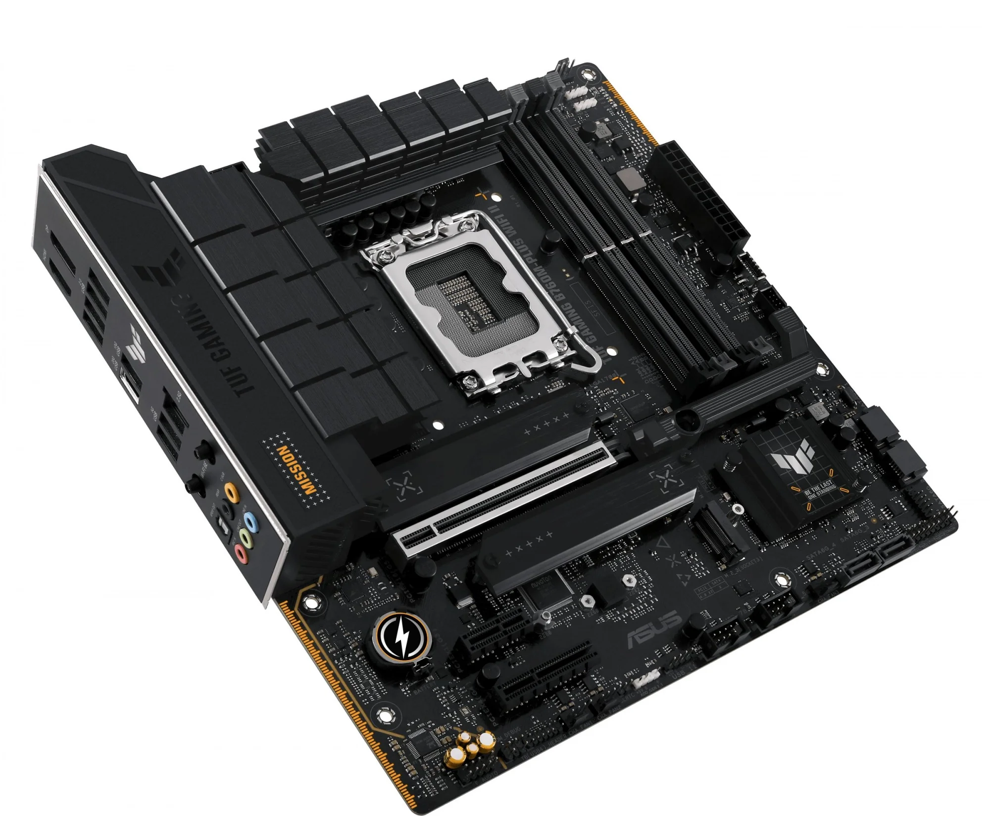 Материнская плата ASUS TUF GAMING B760M-PLUS WIFI II, LGA 1700, Intel B760, 4xDDR5, 4xSATA, 3xM.2, 1xPCIe 5.0 x16, 1xPCIe x4, 1xUSB-A 3.2 Gen 2, 2xUSB-A 3.2 Gen 1, 4xUSB 2.0, 1xUSB-C 3.2 Gen 2x2, 1x2.5Gb LAN, 5x3.5 мм, 7.1, Wi-Fi 6E, Bluetooth 5.3, mATX