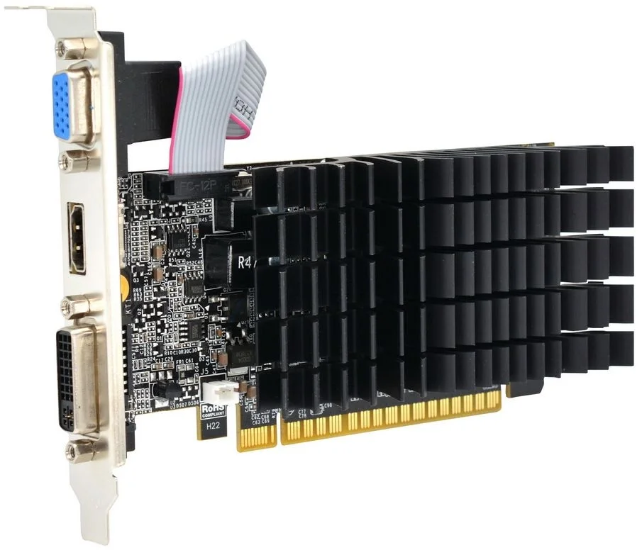 Видеокарта AFOX NVIDIA - GeForce GT 710, PCI-E 2.0 16x, GDDR3 2GB 64bit, 1x VGA, 1x DVI-D, 1x HDMI, max 2560 x 1600, 19Вт, 146мм, AF710-2048D3L5