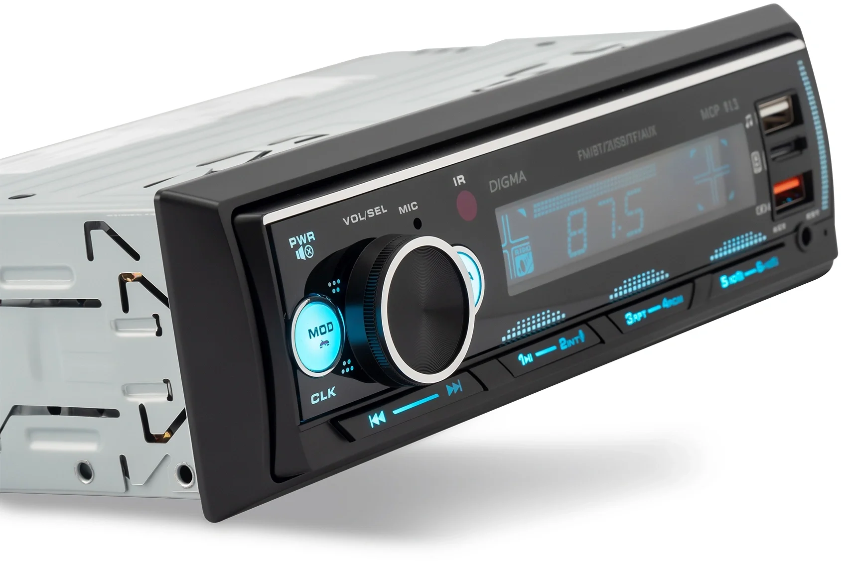 Автомагнитола Digma MCP-413, 1 DIN, Bluetooth, USB Type-A, AUX, пульт ДУ