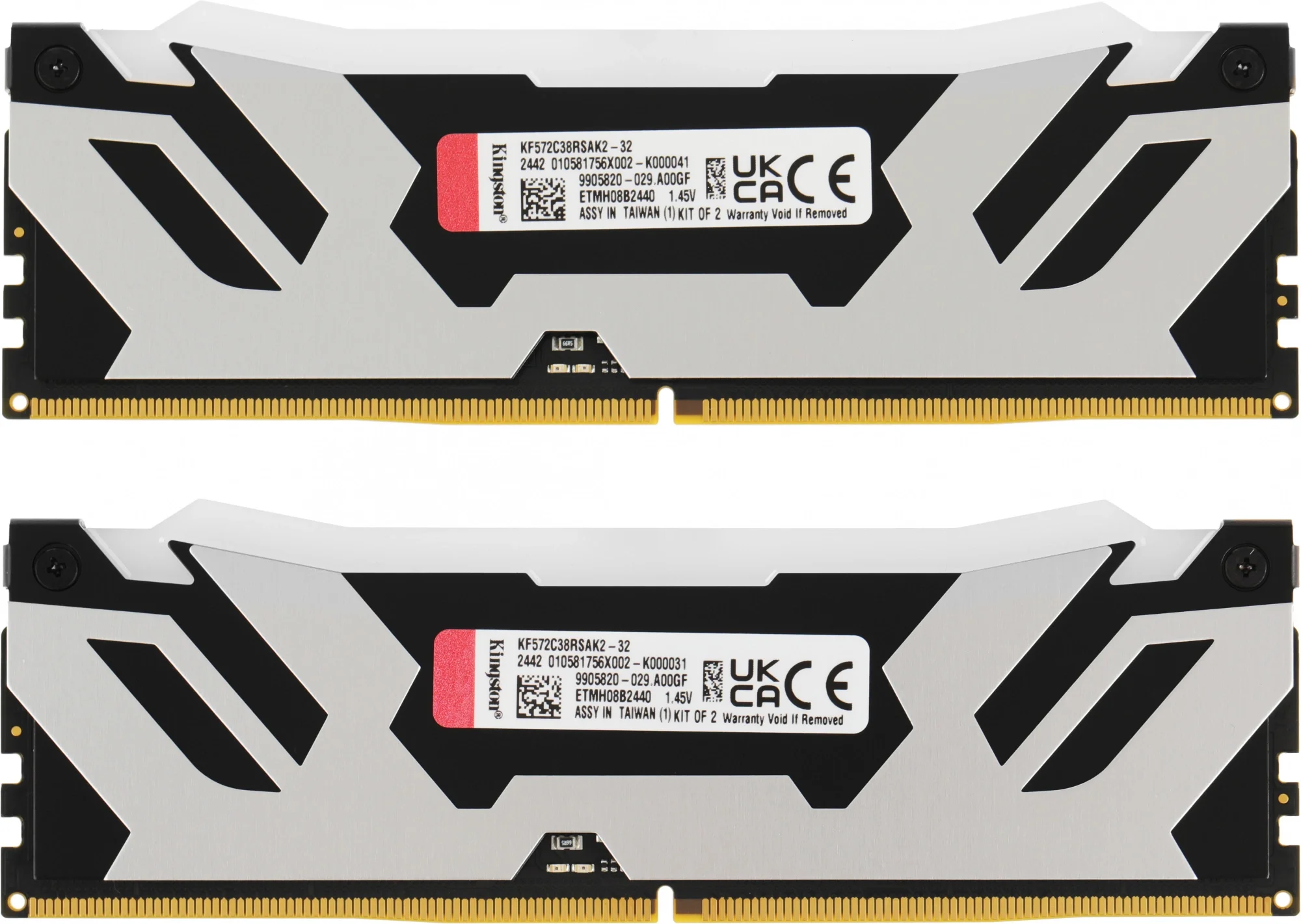 Память DDR5 2x16GB 7200MHz Kingston KF572C38RSAK2-32 Fury Beast RGB RTL Gaming PC5-57600 CL38 DIMM 288-pin 1.45В kit single rank с радиатором Ret