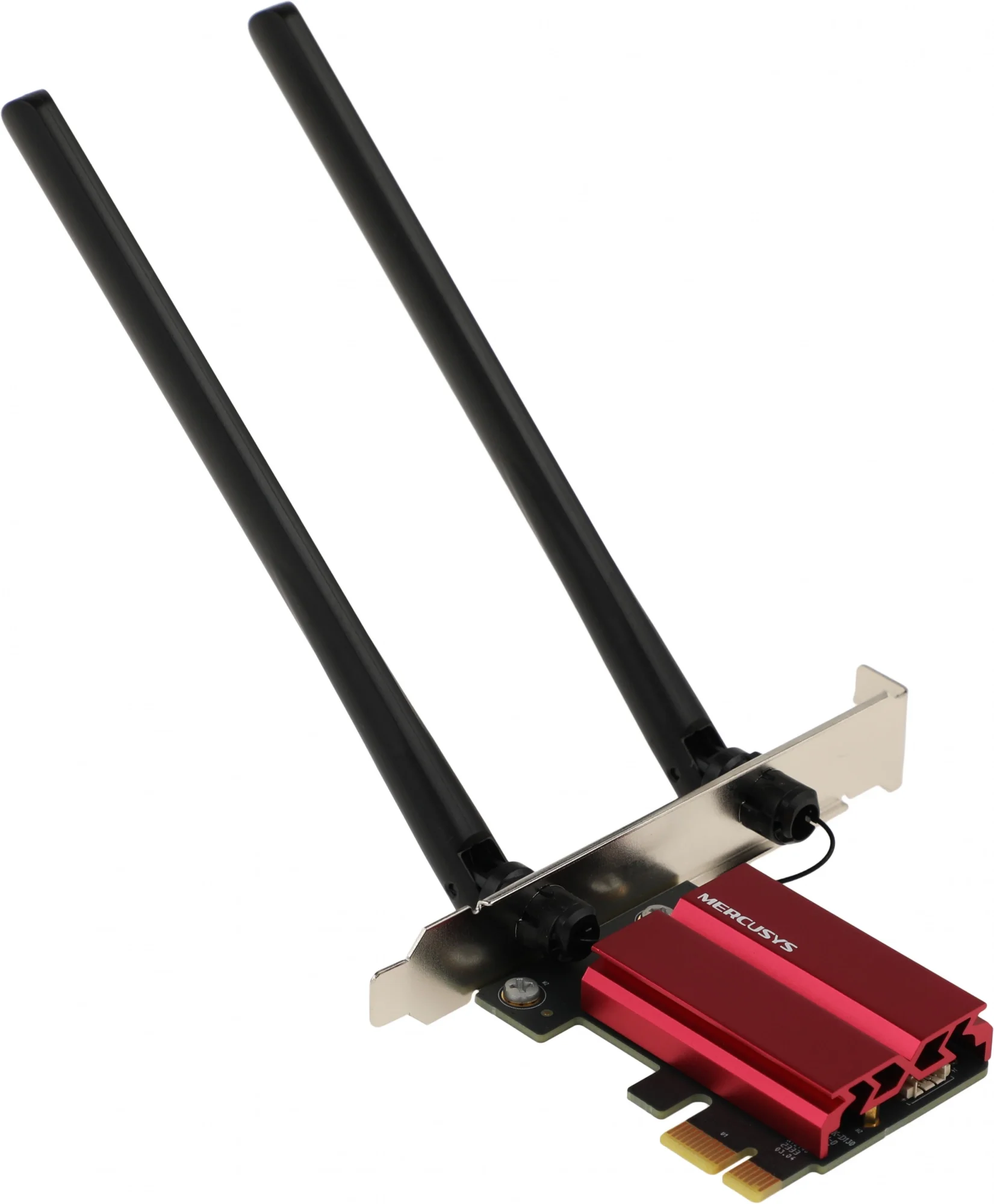 Сетевой адаптер WiFi PCIe Mercusys MA86XE, AXE5400 Tri-Band Wi-Fi 6E Bluetooth PCI Express Adapter, 2402 Mbps at 6 GHz + 2402 Mbps at 5 GHz + 574 Mbps at 2.4 GHz, 2 High Gain Tri-Band Ext. Antennas, Wi-Fi 6E, MU-MIMO, OFDMA, 1024 QAM, HE160, WPA3, Bluetooth5.2, Intel Wi-Fi6E Chipse
