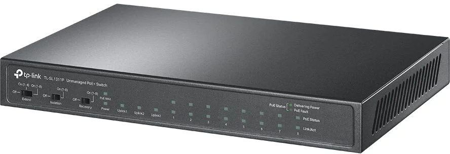 Коммутатор TP-Link TL-SL1311P, 8×100M PoE+, 2×1GbE, 1×SFP, PoE-бюджет 65 Вт