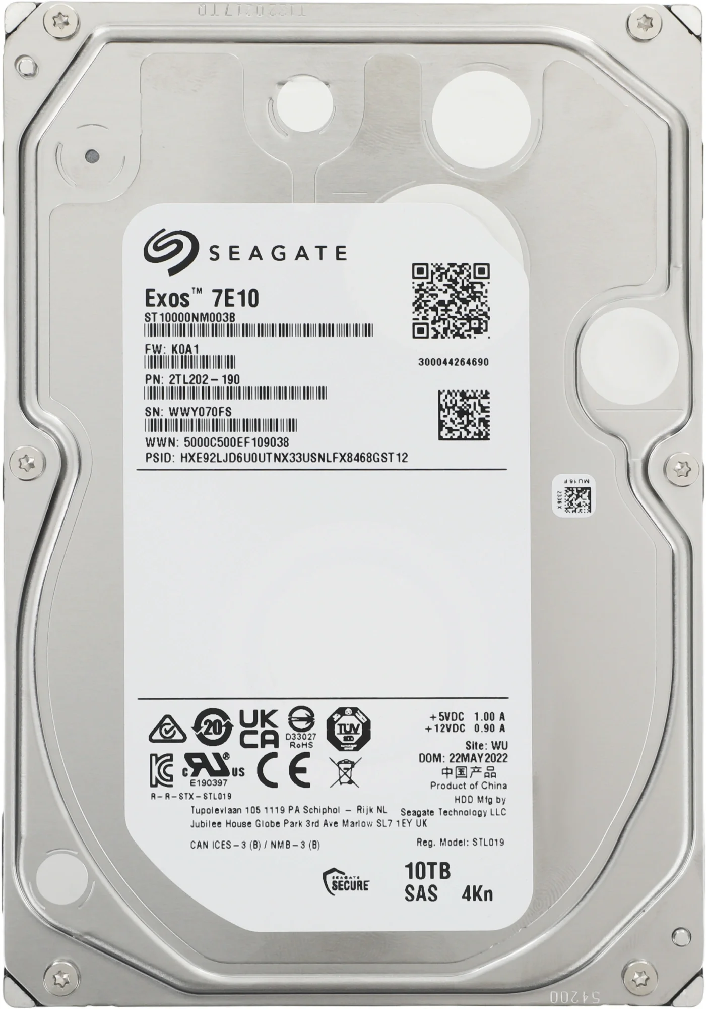Жесткий диск/ HDD Seagate SAS 10Tb Exos X10 12Gb/s 7200 rpm 256Mb DC20+ (clean pulled ~150 hours) 1 year warranty (replacement ST10000NM003B, ST10000NM018B, ST10000NM002G, MG09SCA10TE, HUS728T8TAL5204, ST8000NM003B, MG08SDA800E, WUS721010AL5204, ST8000NM0