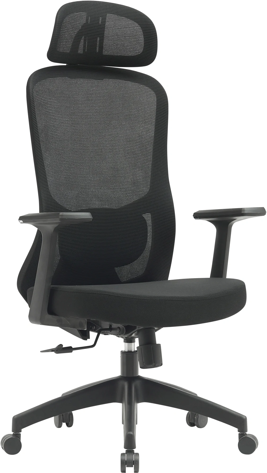 Кресло компьютерное Cactus CS-MC515-BK черный, сиденье черный, сетка/ткань, с подголов. крестов. пластик, пластик черный