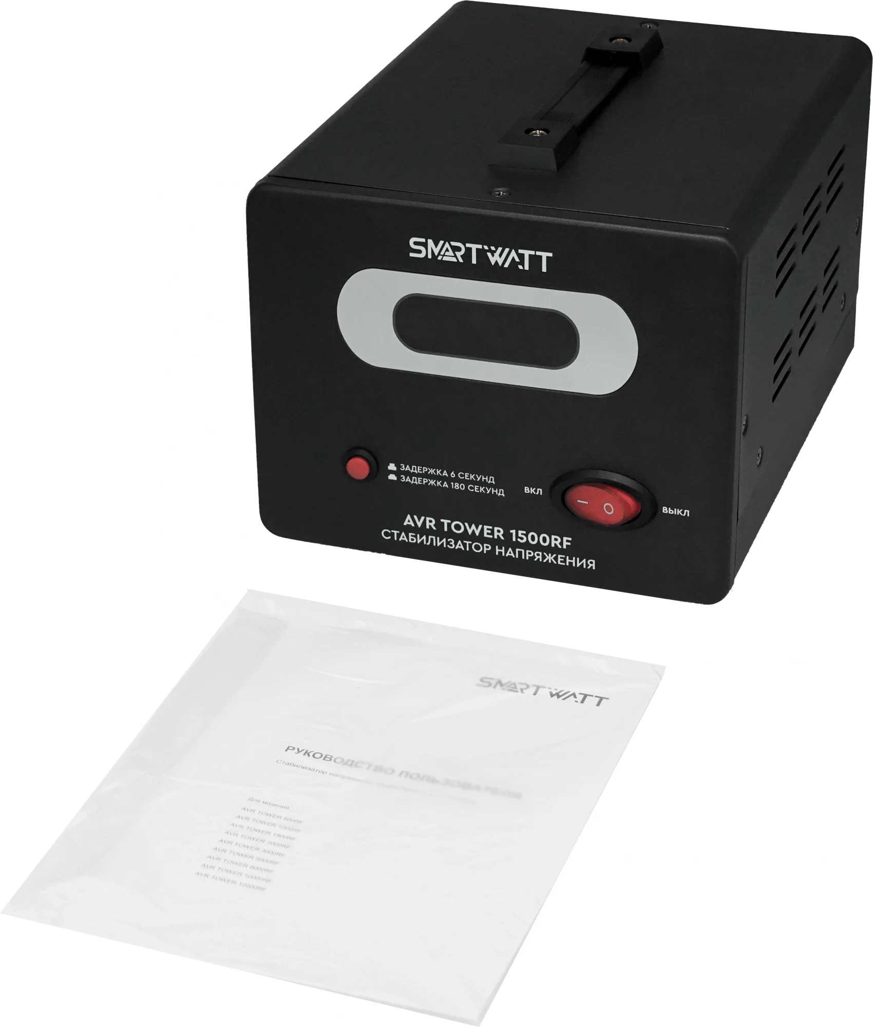 Напольный стабилизатор напряжения SMARTWATT AVR TOWER 1500RF (140W - 260W, 1500VA, 1.5 кВт, 50-60 Гц, розеток - 2, LED-д
