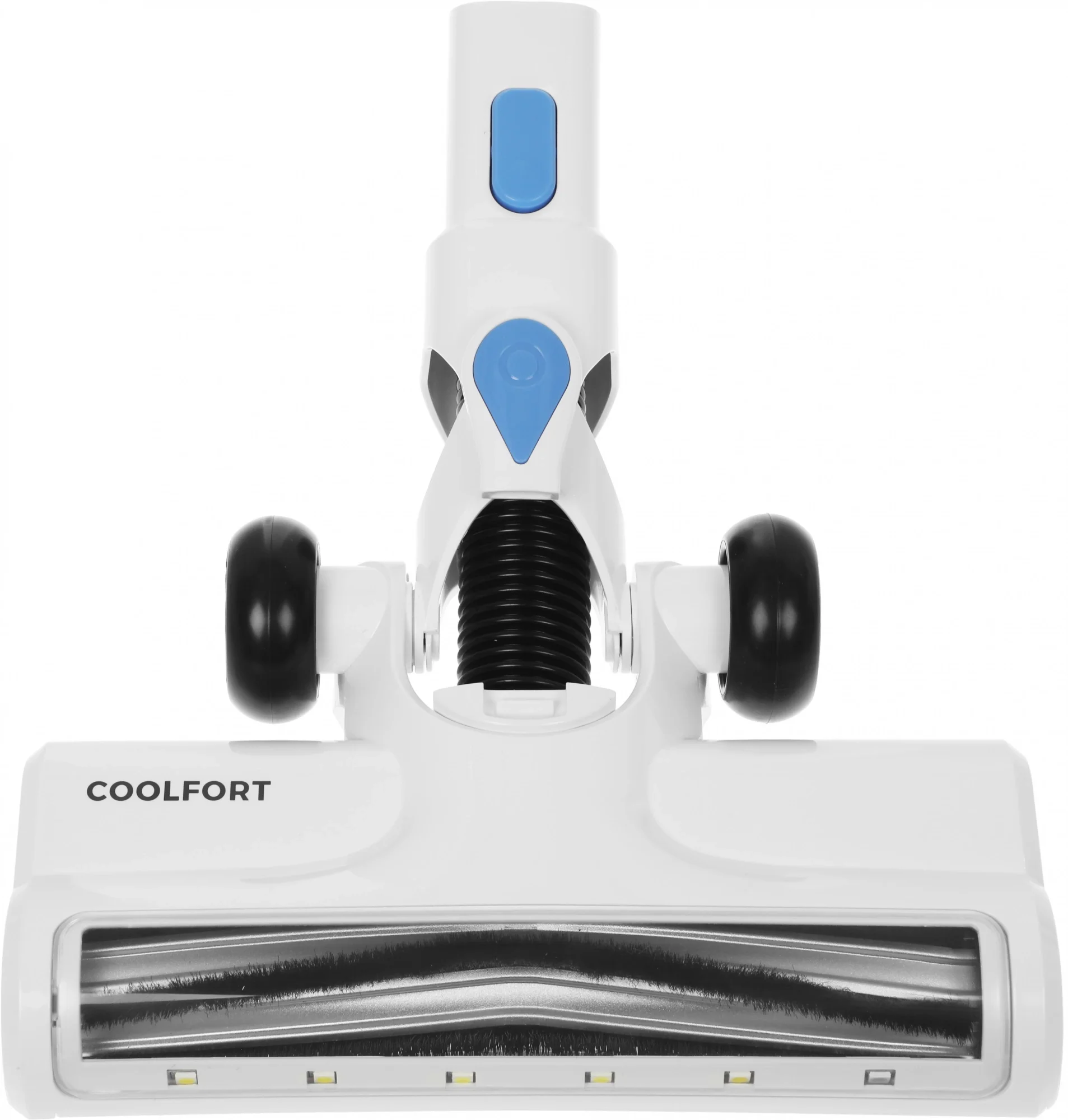 Пылесос вертикальный Coolfort CF-3006 белый/голубой, питание от аккумулятора, 130 вт, уборка сухая, пылесборник 0.5 л, работа от АКБ max 30 мин.