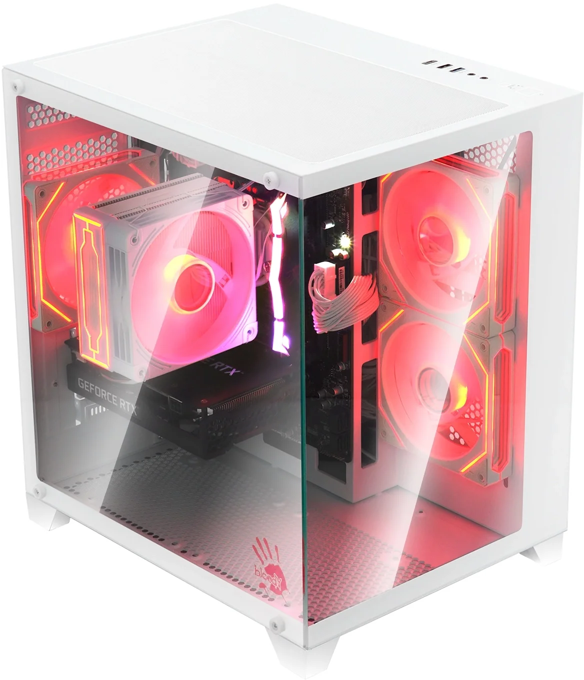 Корпус для ПК Bloody - BD-CC105, mITX, mATX, 1х2.5", 2х3.5", 1xUSB2.0, 1xUSB3.0, Midi Tower, без БП, цвет белый, BD-CC105-WH