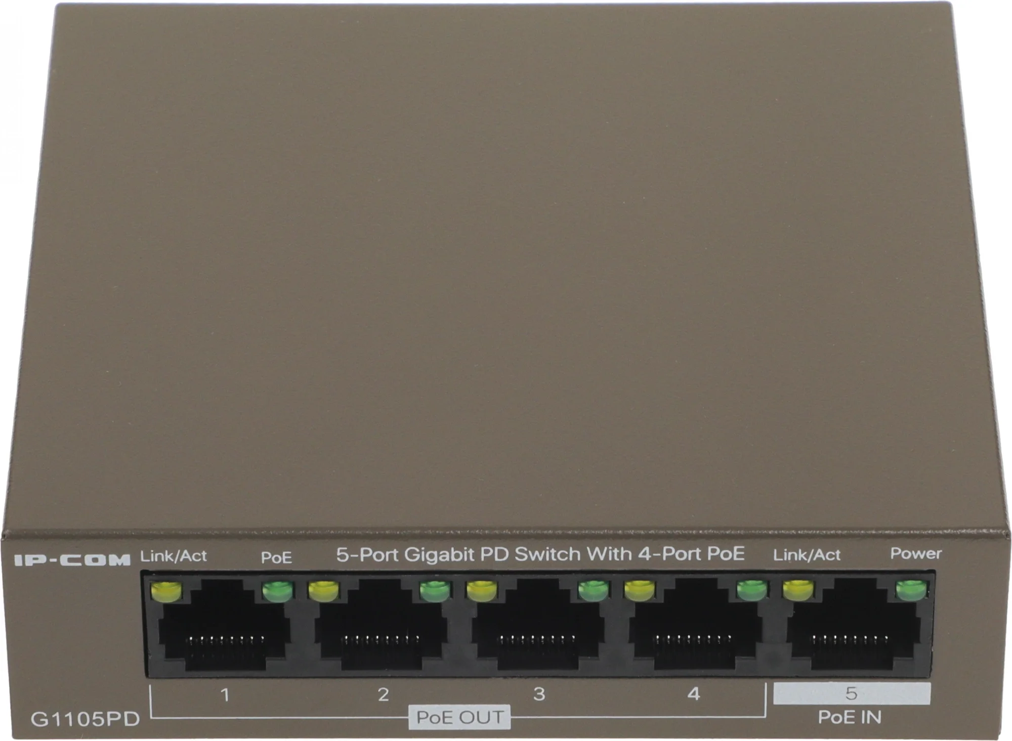 Коммутатор IP-COM G1105PD, 5×1GbE, 4×PoE, 30Вт, неуправляемый