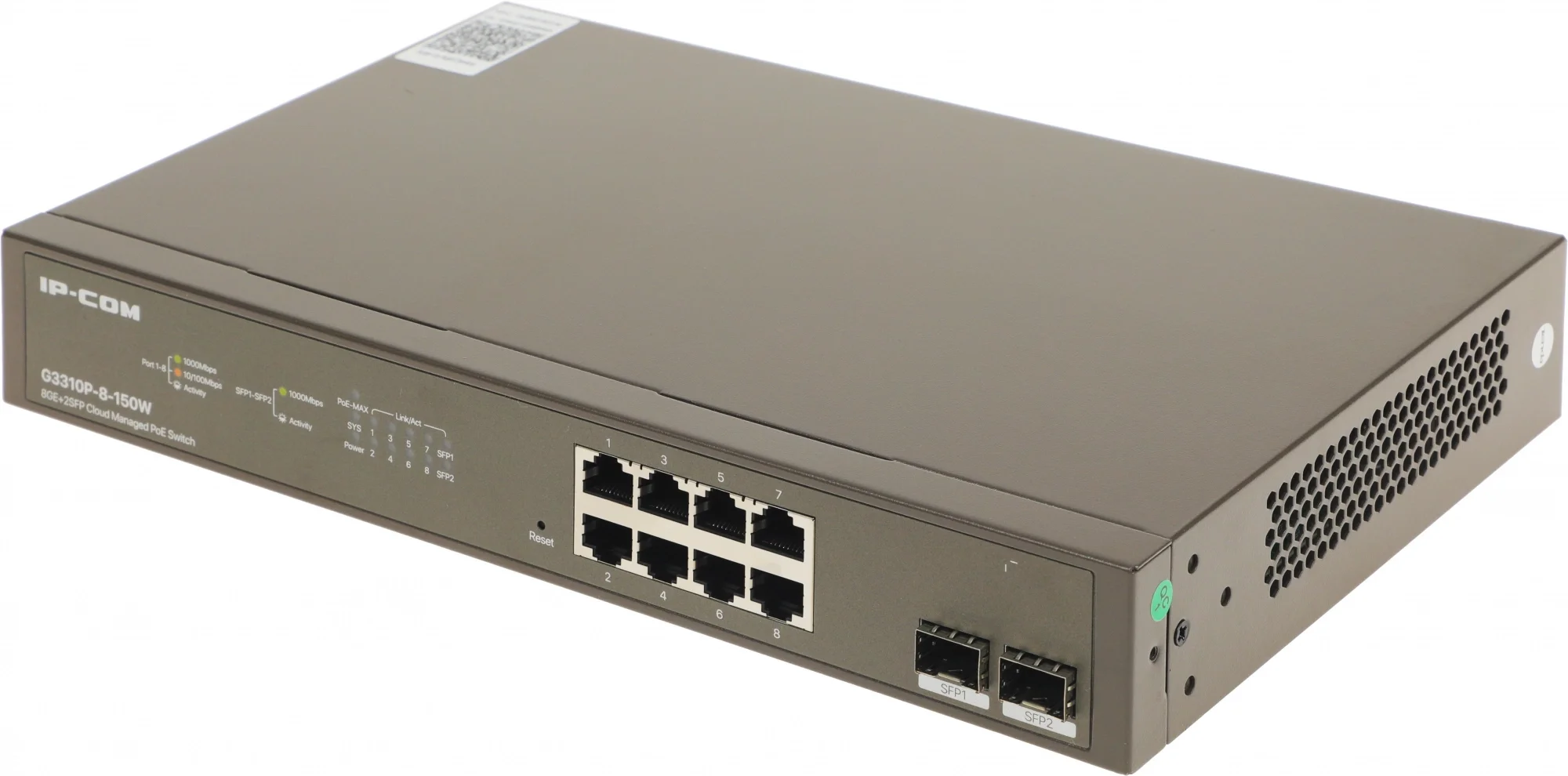 Коммутатор IP-COM G3310P-8-150W, L2 PoE, 8×1GbE PoE, 2×SFP, PoE 130W