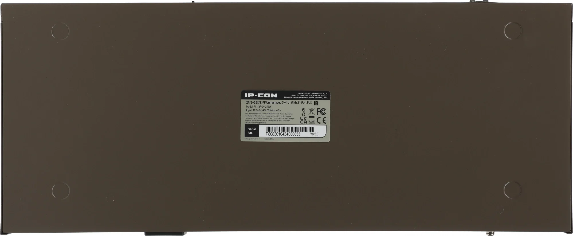 Коммутатор IP-COM F1126P-24-250W, 24×FE PoE, 2×1GbE, 230Вт