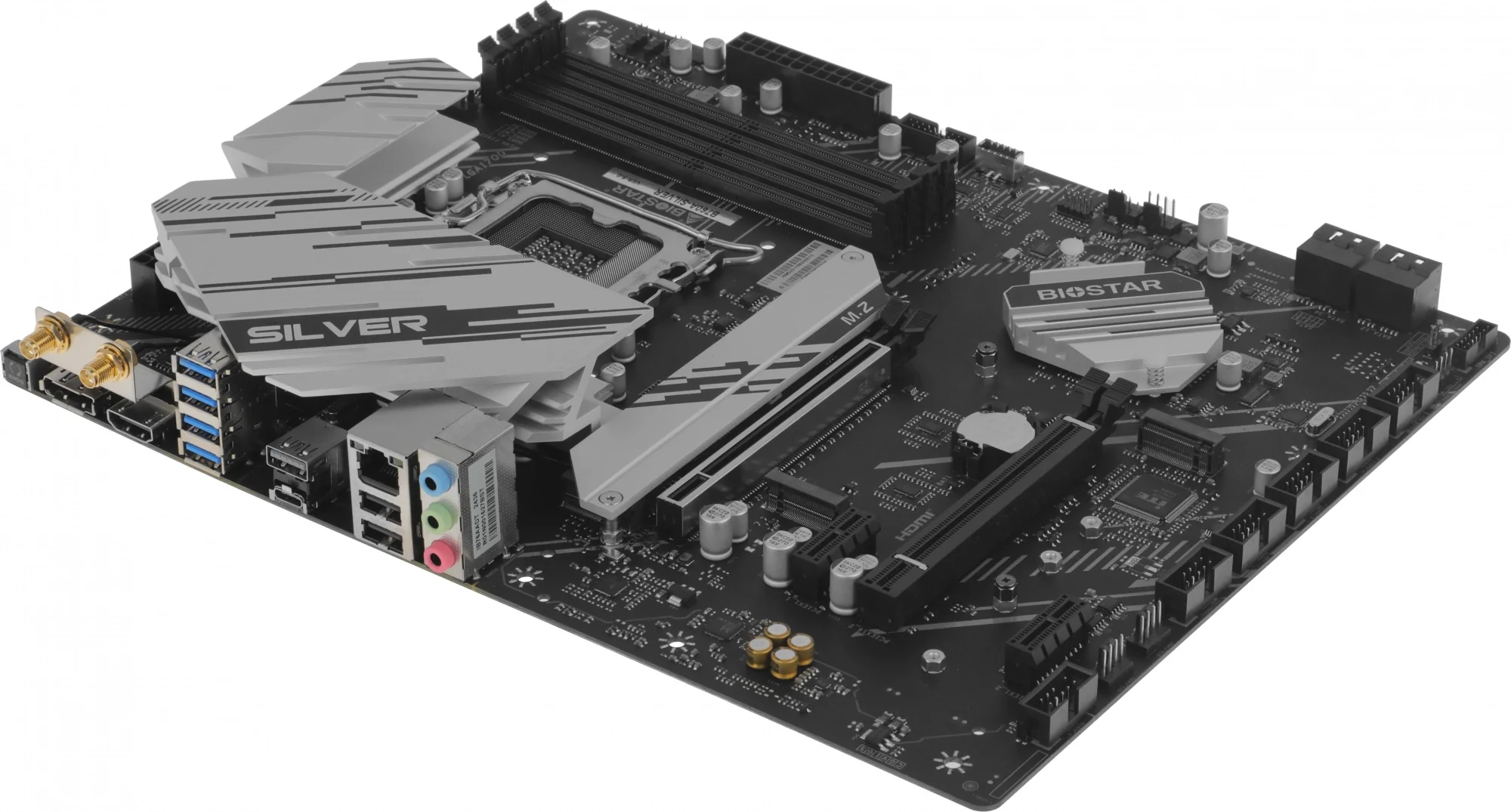 Материнская плата Biostar B760A-SILVER, LGA 1700, Intel B760, 4xDDR5, 4xSATA, 3xM.2, 1xPCIe 5.0 x16, 1xPCIe 4.0 x4, 2xPCIe x1, 1xHDMI, 1xDP, 1x 2.5Gb LAN, 5xUSB-A 3.2 Gen 2, 2xUSB-A 2.0, 1xUSB-C 3.2 Gen 2, 3x3.5 мм, 7.1, ATX
