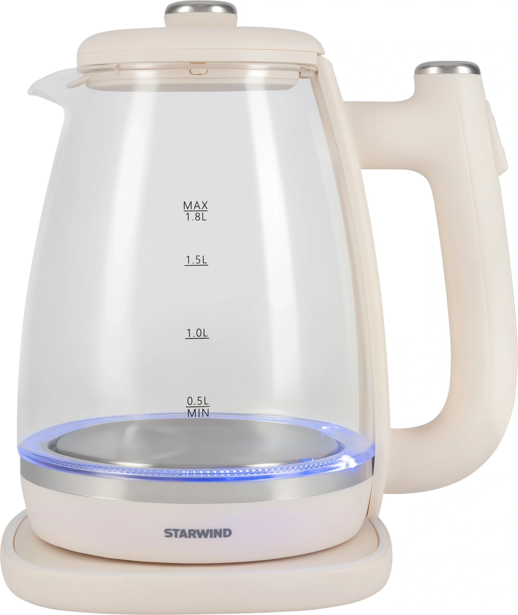 Чайник электрический Starwind SKG4042 1.8 л, 1800 Вт, слоновая кость корпус: стекло
