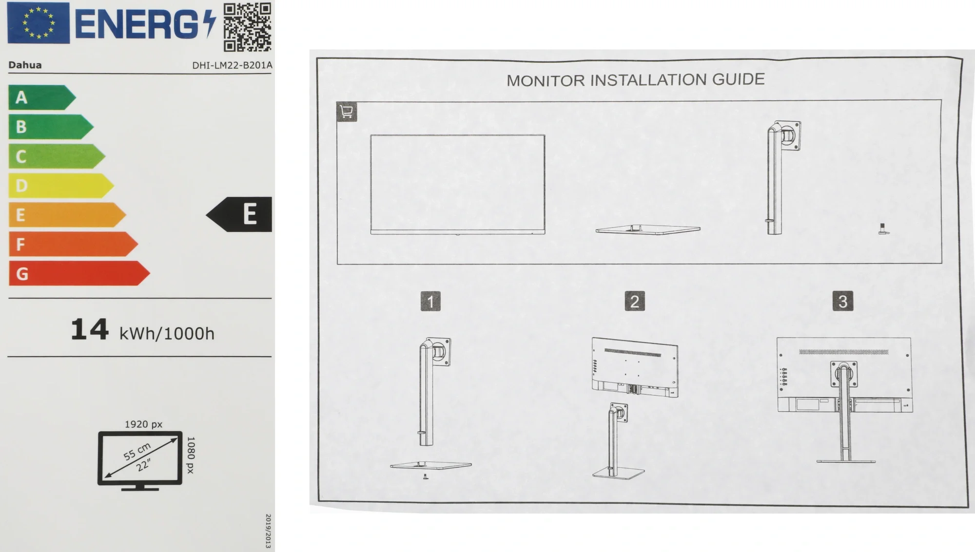 Монитор Dahua 21.5" DHI-LM22-B201A черный IPS LED 4ms 16:9 HDMI матовая HAS Piv 1000:1 250cd 178гр/178гр 1920x1080 100Hz VGA DP FHD 2.96кг