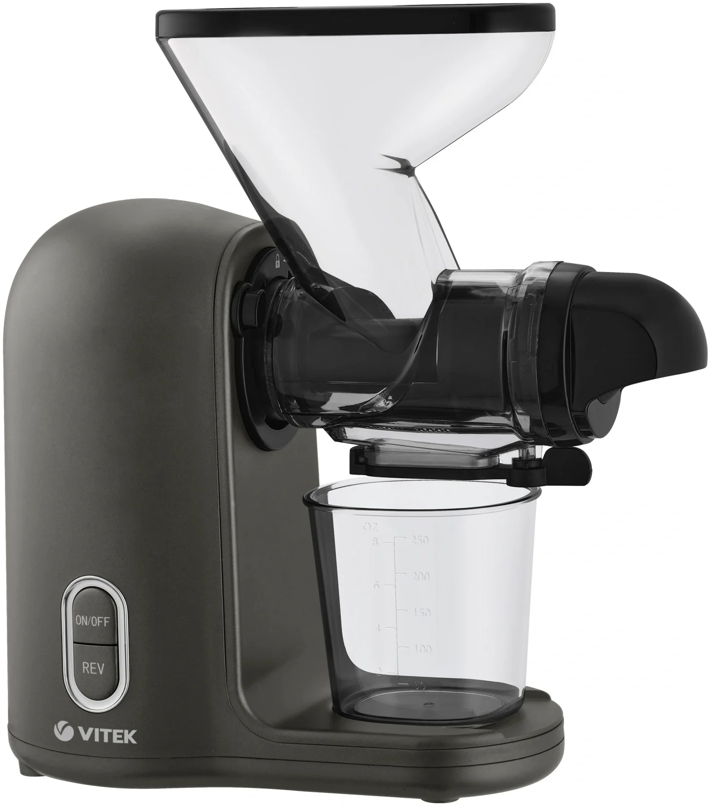 Соковыжималка Vitek VT-3715 чёрный, шнековая горизонтальная, 300 Вт, 280 мл, электронное, реверс