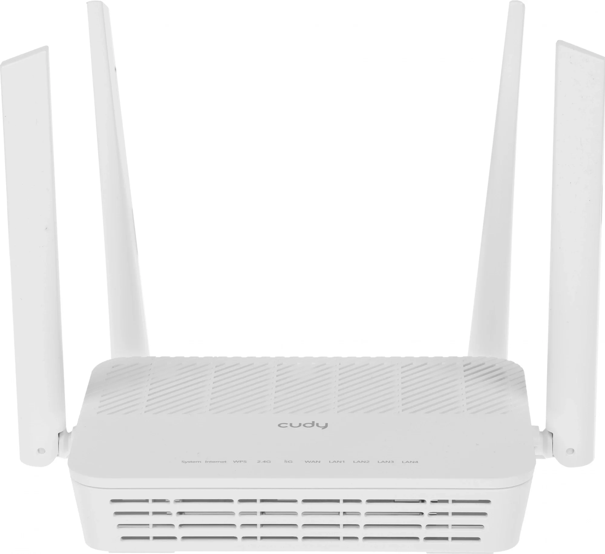 Маршрутизатор/ AX3000 2.5G Dual Band Wi-Fi 6 Mesh Router, Chipset MT7981BA+MT7976CN+MT7531AE+RTL8221B, 802.11ax/ac/a/b/g/n, 2402Mbps at 5GHz + 574Mbps at 2.4GHz, 1 x 2.5G Port , 4 x 10/100/1000Mbps Ports, 4 x 5dBi fixed antennas, WiFi router/AP/ Repeater/WISP Mode, PPTP/L2TP/OpenVPN/WireGuard, MU-MIMO, Guest network, WPS, DDNS,  IPv6, IPTV, WOL, WPA3, TR069/TR098/TR111/TR181,  Cudy Mesh, Cudy APP