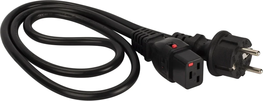 LAN-PP19L/SH-0.5-BK Шнур для блока питания Lanmaster IEC 60320 С19 вилка Schuko 0.5 м 16А с защитой подключения цвет: чёрный