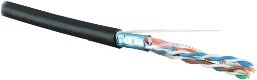 FUTP4R-C5E-S24-OUT-LSZH-BK-500 Кабель информационный Hyperline  кат.5E FTP 4 пары 24AWG PVC  внешний 500м серый
