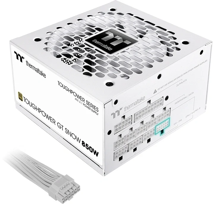 PS-TPT-0850FNFAGE-W Блок питания Thermaltake ATX 850W Toughpower GT Gen.5 SNOW 80+ gold 24pin APFC  120mm  fan  6xSATA Cab