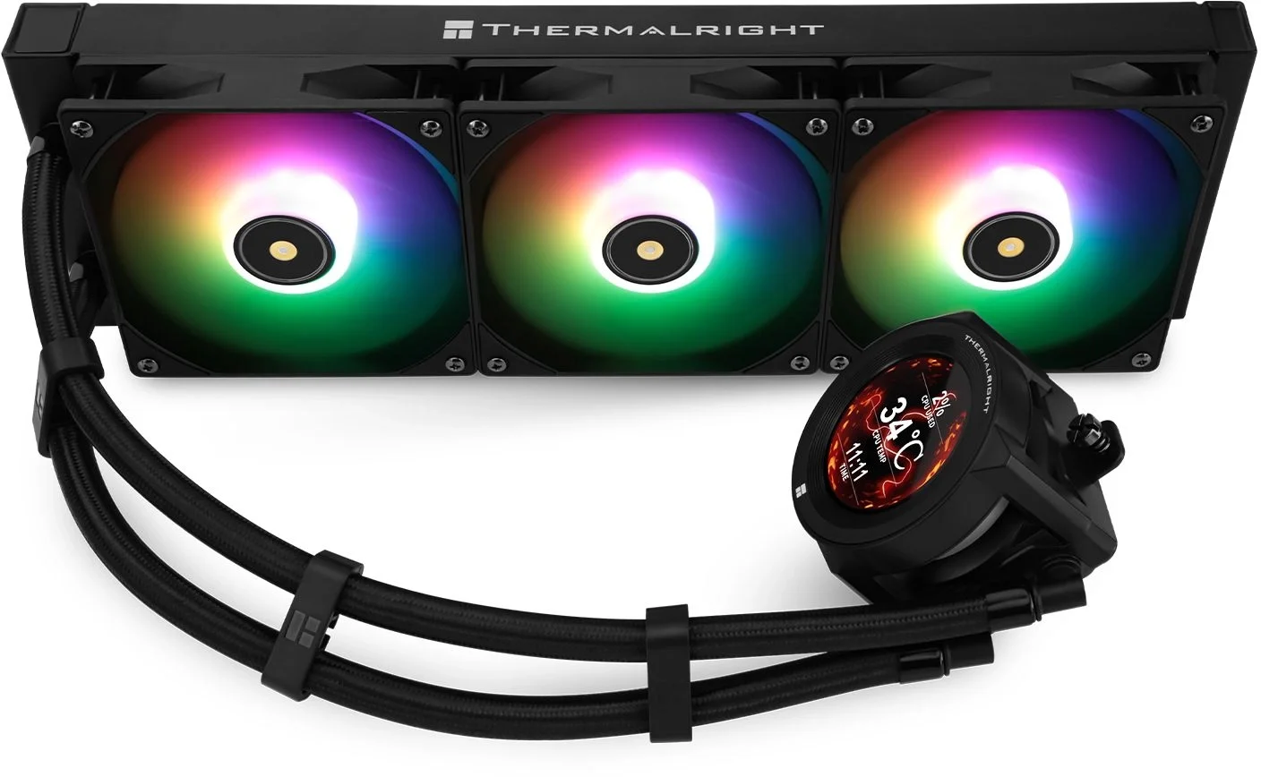 Система жидкостного охлаждения Thermalright Core Vision 360 ARGb Soc-AM5/AM4/1200/1700/1851 черный 4-pin 28.1dB Al LCD Ret (C-VISION-360-BL-ARGb)