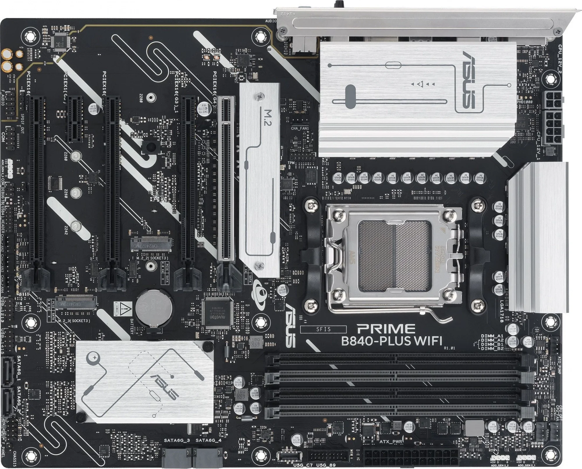 Материнская плата Asus PRIME B840-PLUS WIFI Socket AM5 AMD B840 4xDDR5 ATX AC`97 8ch(7.1) 2.5Gg RAID+HDMI+DP