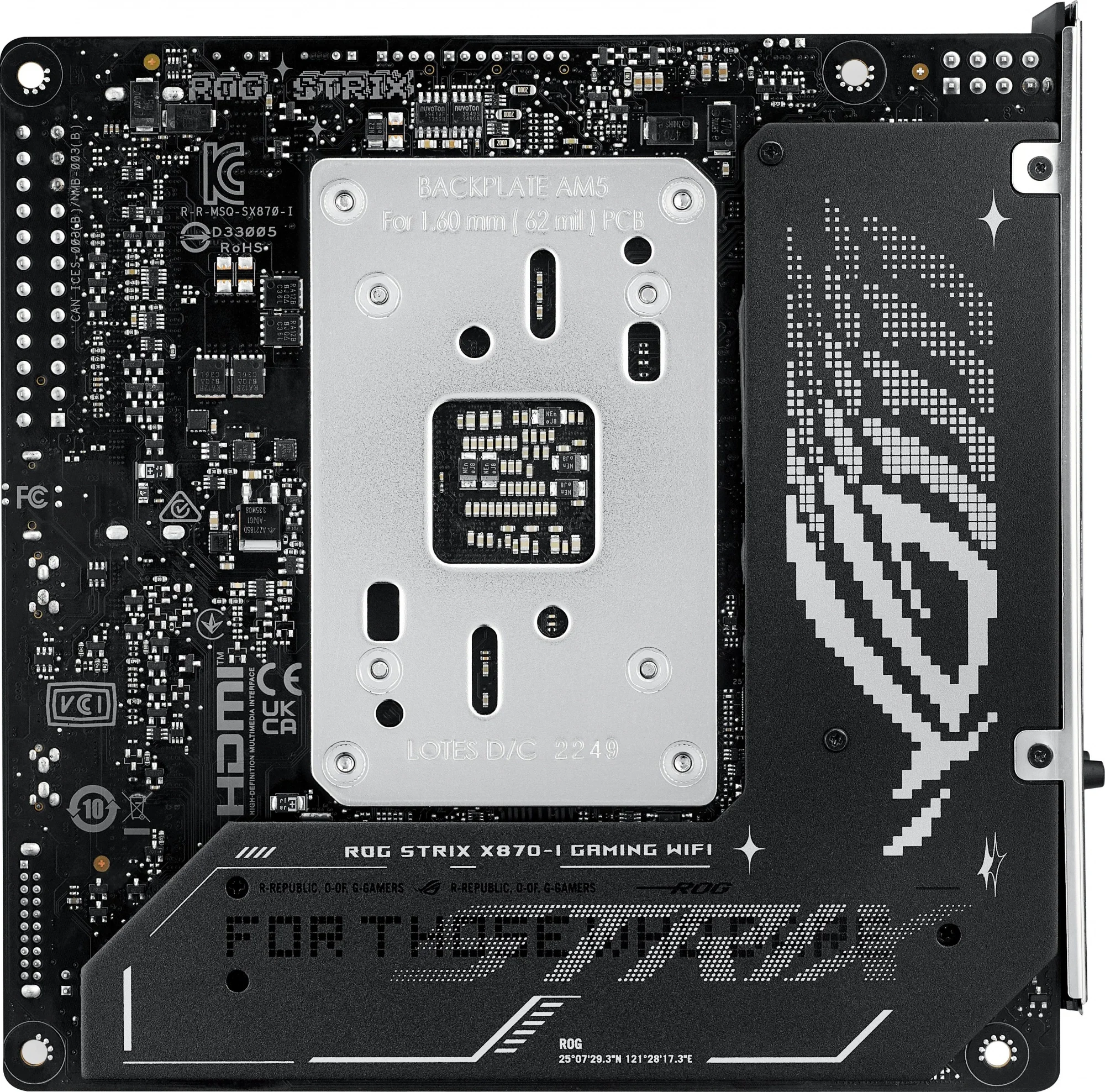 Материнская плата Asus ROG STRIX X870-I GAMING WIFI Socket AM5 AMD X870 2xDDR5 mini-ITX AC`97 8ch(7.1) 2.5Gg RAID+HDMI