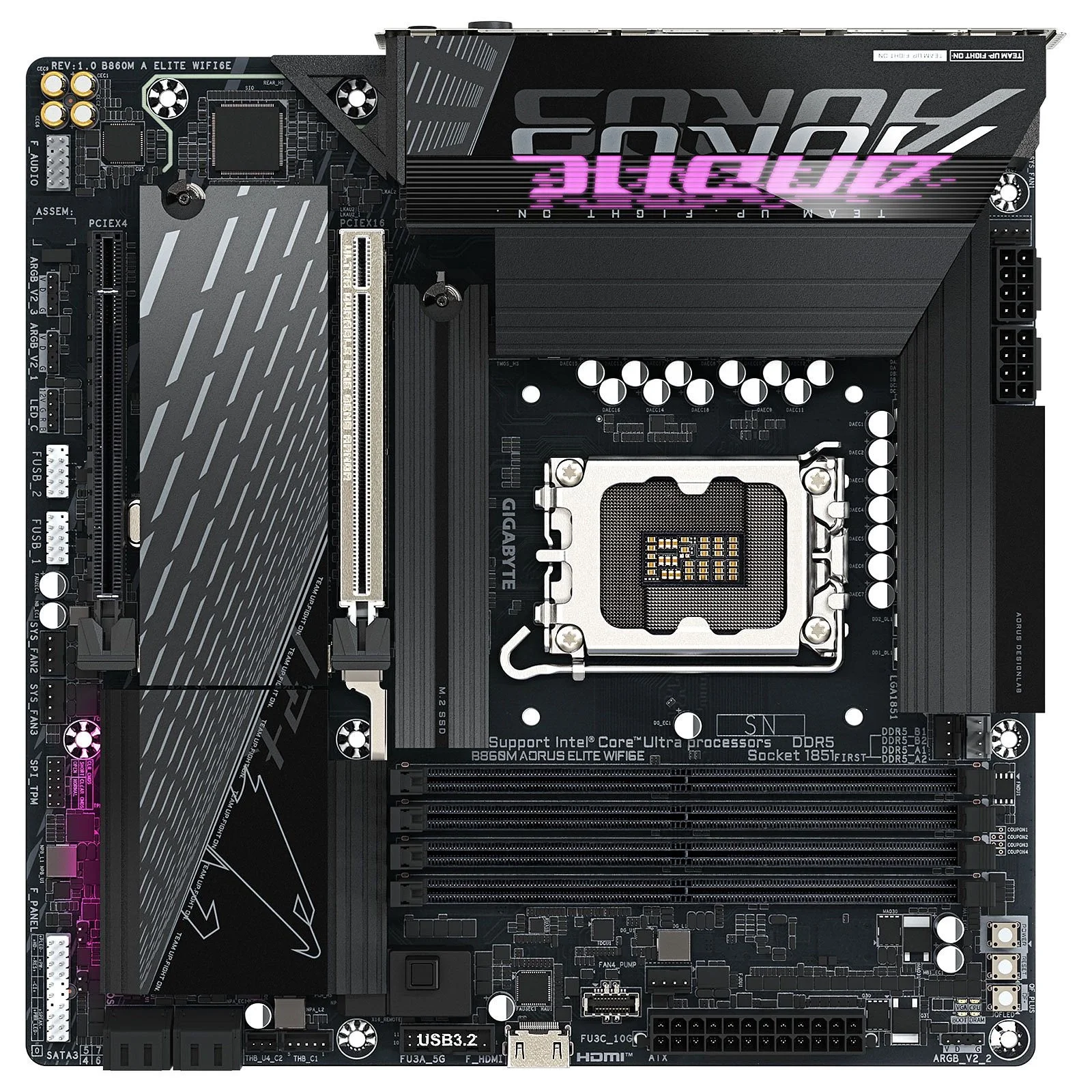 <116502> Материнская плата Socket-1851 Gigabyte B860M A ELITE WIFI6E(B860) 4*DDR5 HDMI DP mATX [B860M A ELITE WIFI6E]
