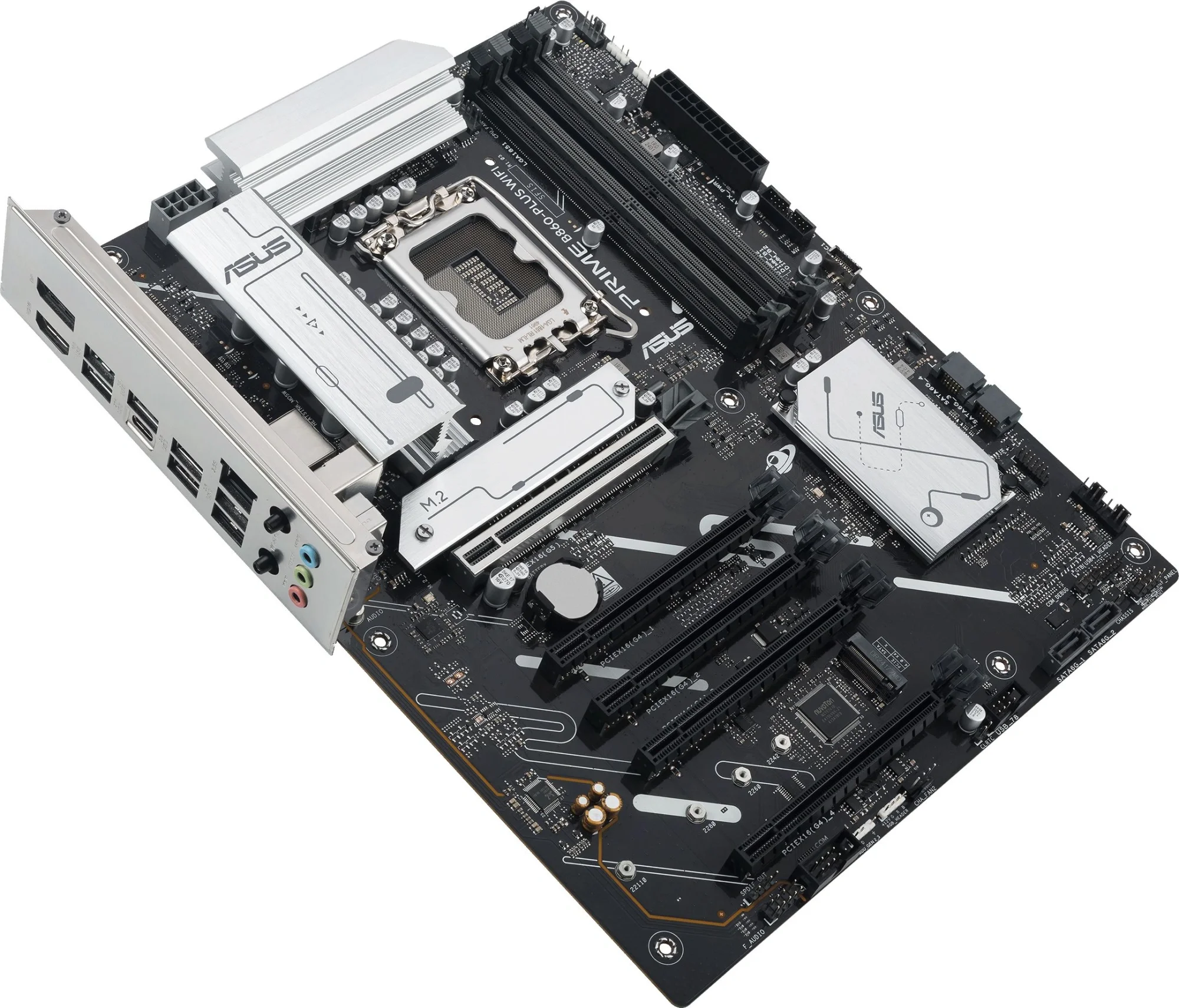 ASUS PRIME B860-PLUS WIFI (Socket 1851, ATX, 4xDDR5(256GB), DP/HDMI, 1xPCIe5.0x16/1xPCIe4.0x16/3 x PCIe 4.0 x16, 1xLAN (2.5GbE), Wi-Fi 6E, BT, 4xSATA 6Gb/s, 3xM.2, 1xType-C, 3xUSB 3.2, 4xUSB 2.0)