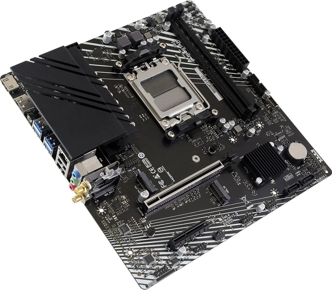 Материнская плата Biostar B850MT2-E DJ, AM5, AMD B850, 2xDDR5, 2xSATA, 2xM.2, 1xPCIe 4.0 x16, 1xPCIe 4.0 x4, 1xDP, 1xHDMI, 1x2.5Gb LAN, Wi-Fi 6E, Bluetooth 5.3, 1xUSB-C 10Gbps, 4xUSB-A 5Gbps, 2xUSB-A 2.0, 3x3.5 мм, 7.1, mATX