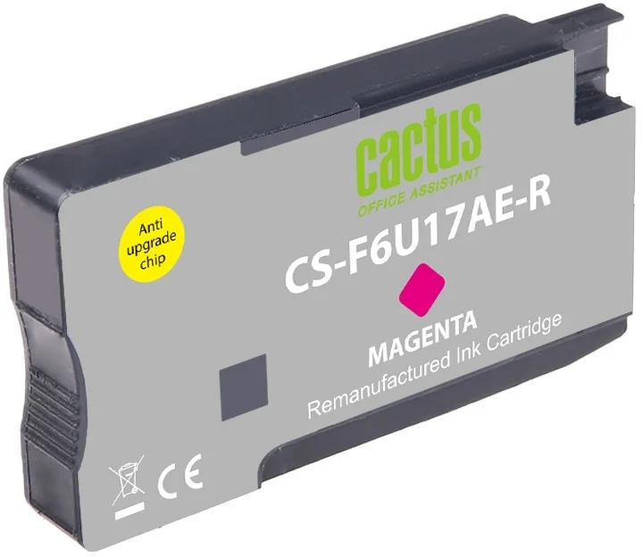 -/ Картридж струйный Cactus CS-F6U17AE-R 953XL пурпурный (24мл) для HP OJ Pro 7740/8210/8218/8710/8715 с чипом