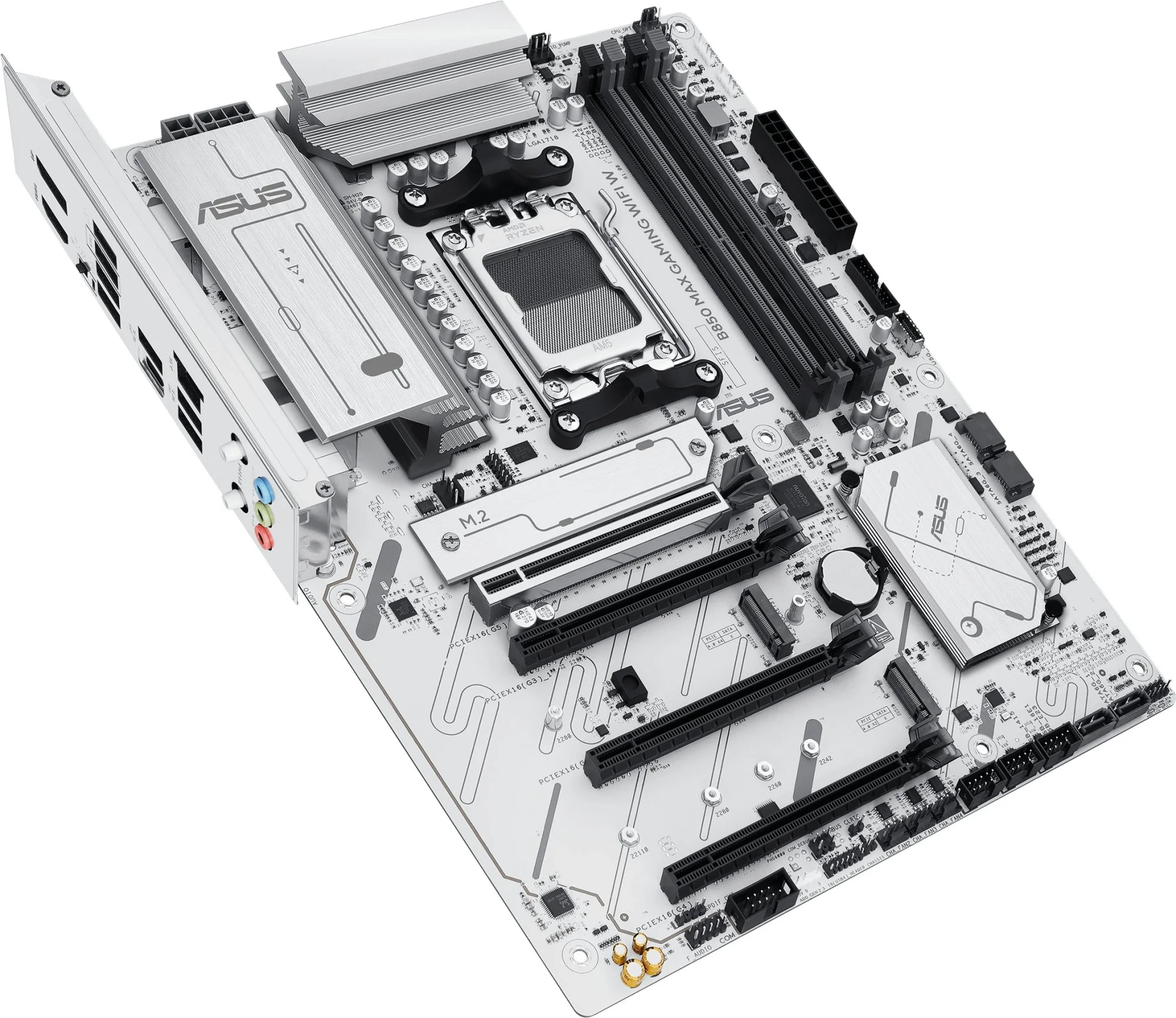 ASUS B850 MAX GAMING WIFI W (Socket AM5,  ATX, 4xDDR5(256GB), DP/HDMI 2.1, 1xPCIe 5.0x16/1xPCIe 4.0x16/2xPCIe 3.0x16, 1xLAN (2.5GbE), Wi-Fi, BT, 4xSATA 6Gb/s, 3xM.2, 1*Type-C, 5xUSB 3.2, 2xUSB 2.0)
