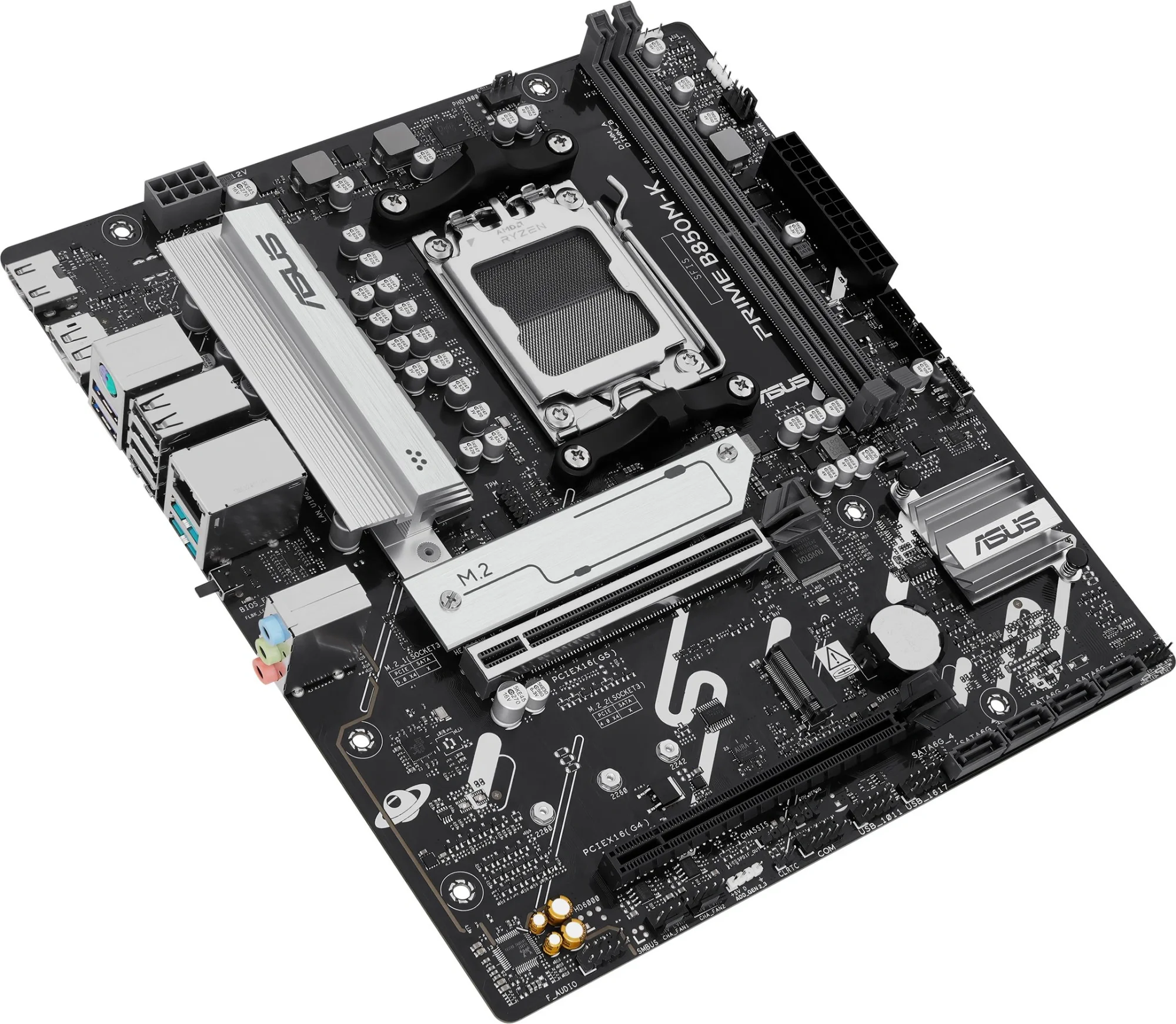 Материнская плата ASUS PRIME B850M-K, AM5, AMD B850, 2xDDR5, 4xSATA, 2xM.2, 1xPCIe 5.0 x16, 1xPCIe 4.0 x8, 1xDP (v1.4), 1xHDMI (v2.1), 1x2.5Gb LAN, 2xUSB-A 10Gbps, 2xUSB-A 5Gbps, 4xUSB-A 2.0, 3x3.5 мм, 7.1, mATX