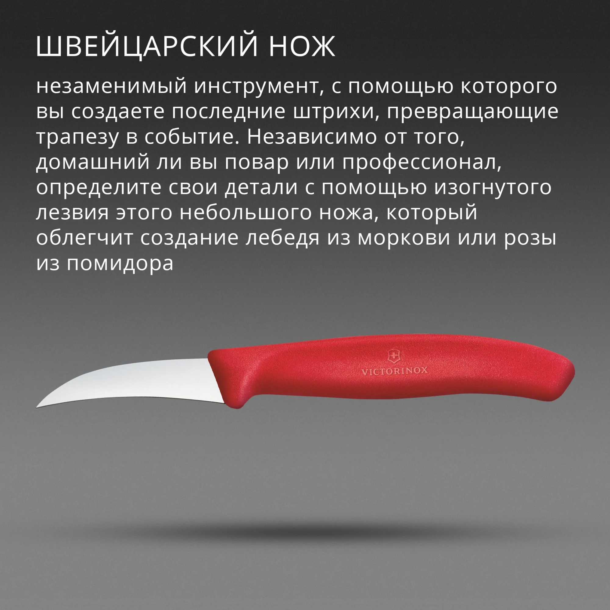 Нож кухонный Victorinox 6.7501.C1, для формовки, 60 мм, прямая заточка, красный