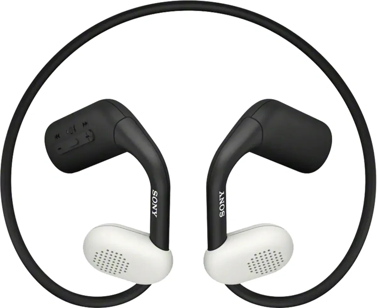 Гарнитура накладные Sony WI-OE610 черный/белый беспроводные bluetooth нашейный держатель (WI-OE610/BQ E)