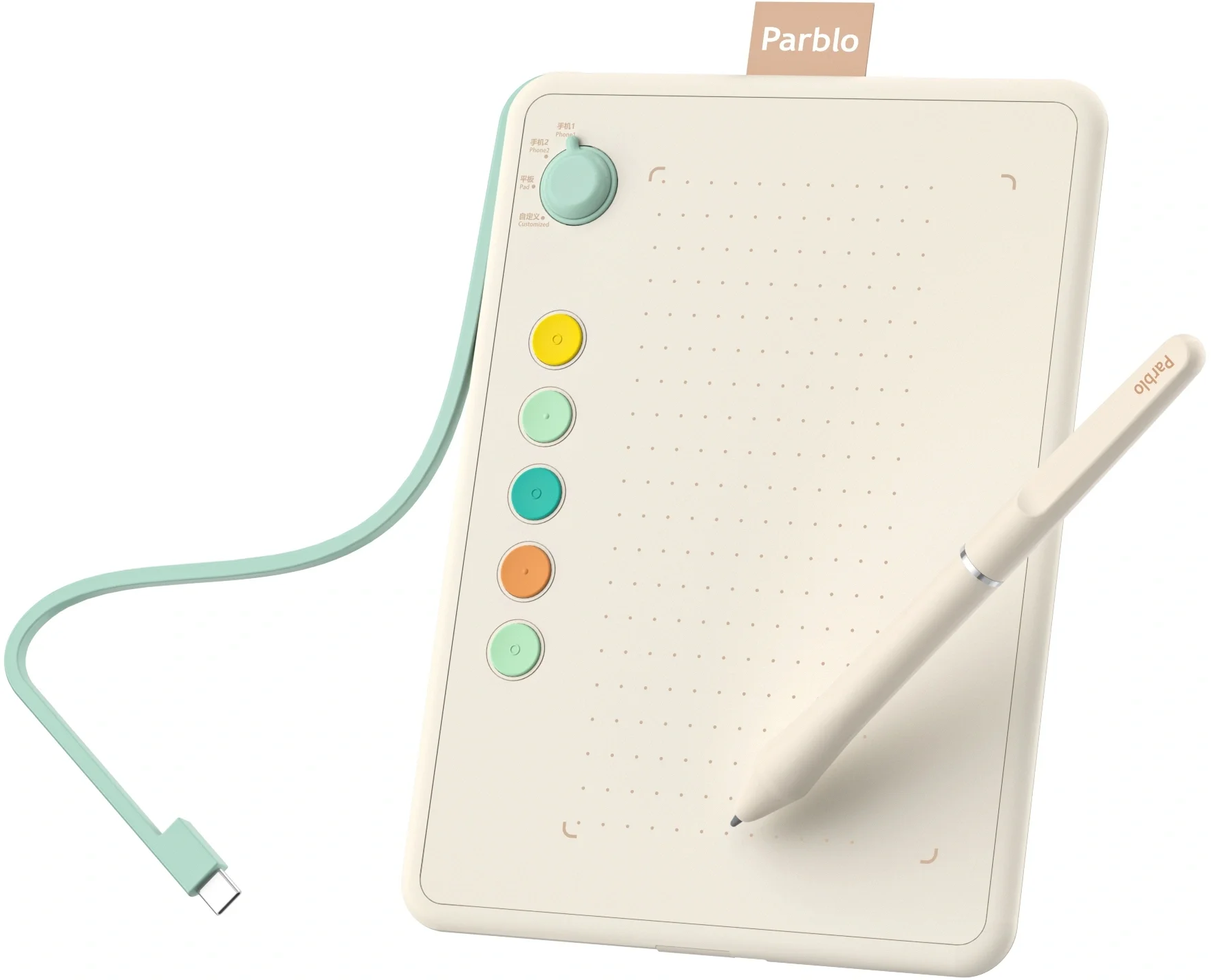 Графический планшет Parblo Ninos Q, USB Type-C, кремовый
