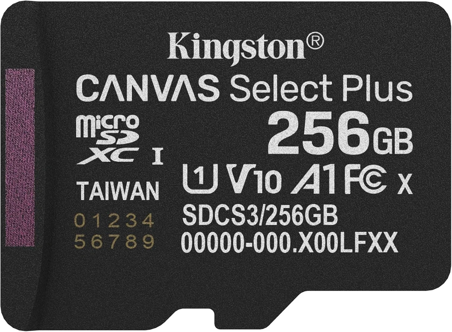 Карта памяти Kingston - Canvas Select Plus, microSDXC, read speed 150Mb/s, UHS-I Class 1, V10, Class 10, 256GB, SDCS3/256GBSP